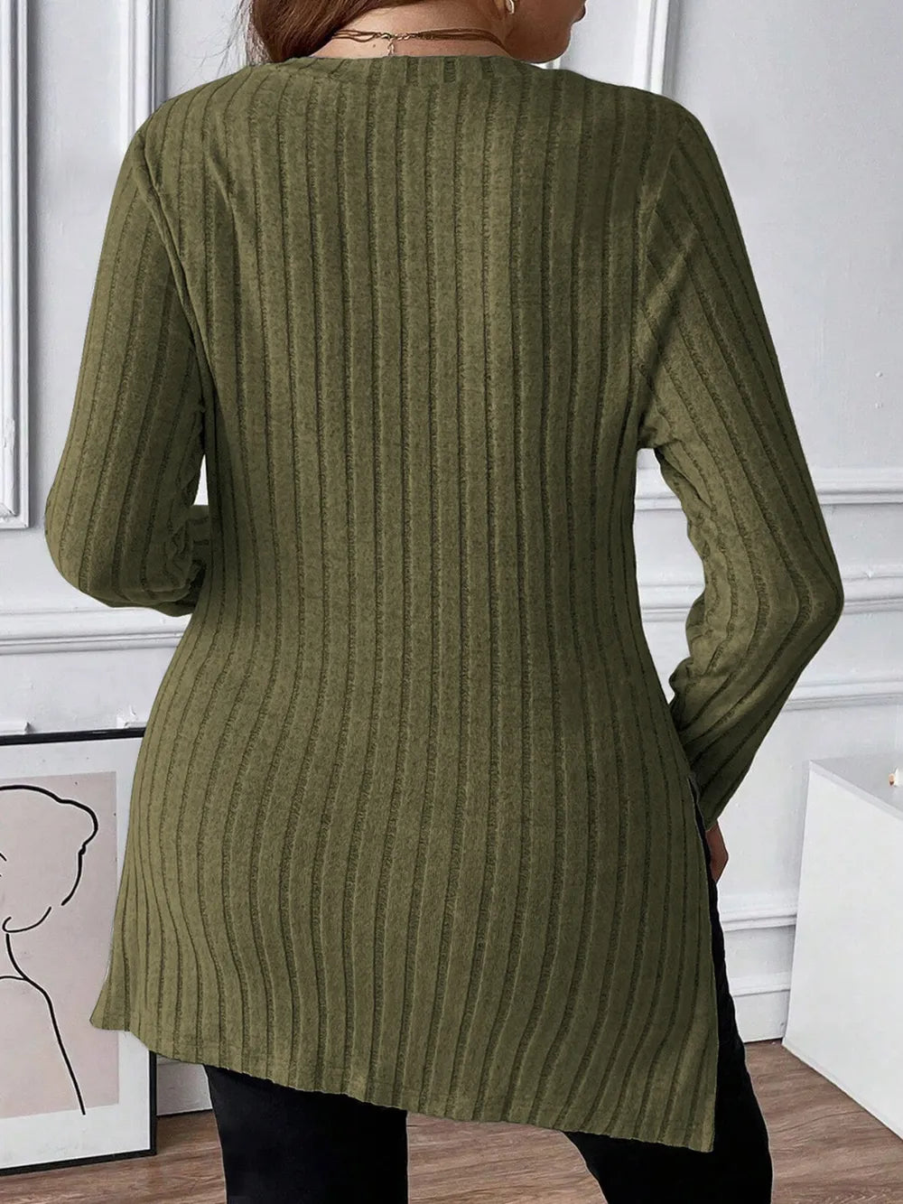 Plus Size Square Neck Long Sleeve Top - Godess beauty  #