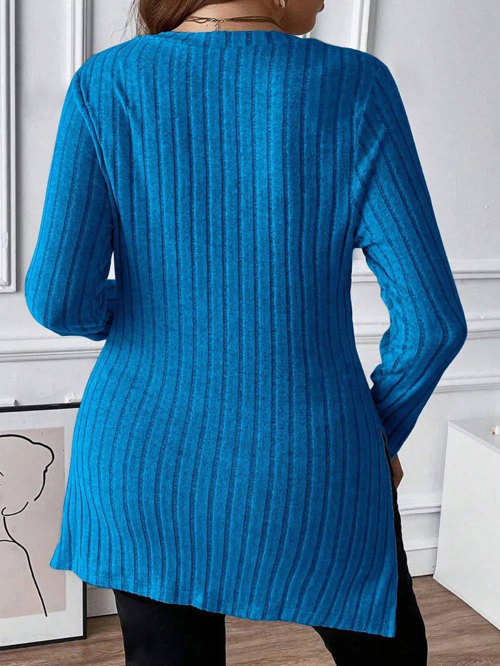 Plus Size Square Neck Long Sleeve Top - Godess beauty  #
