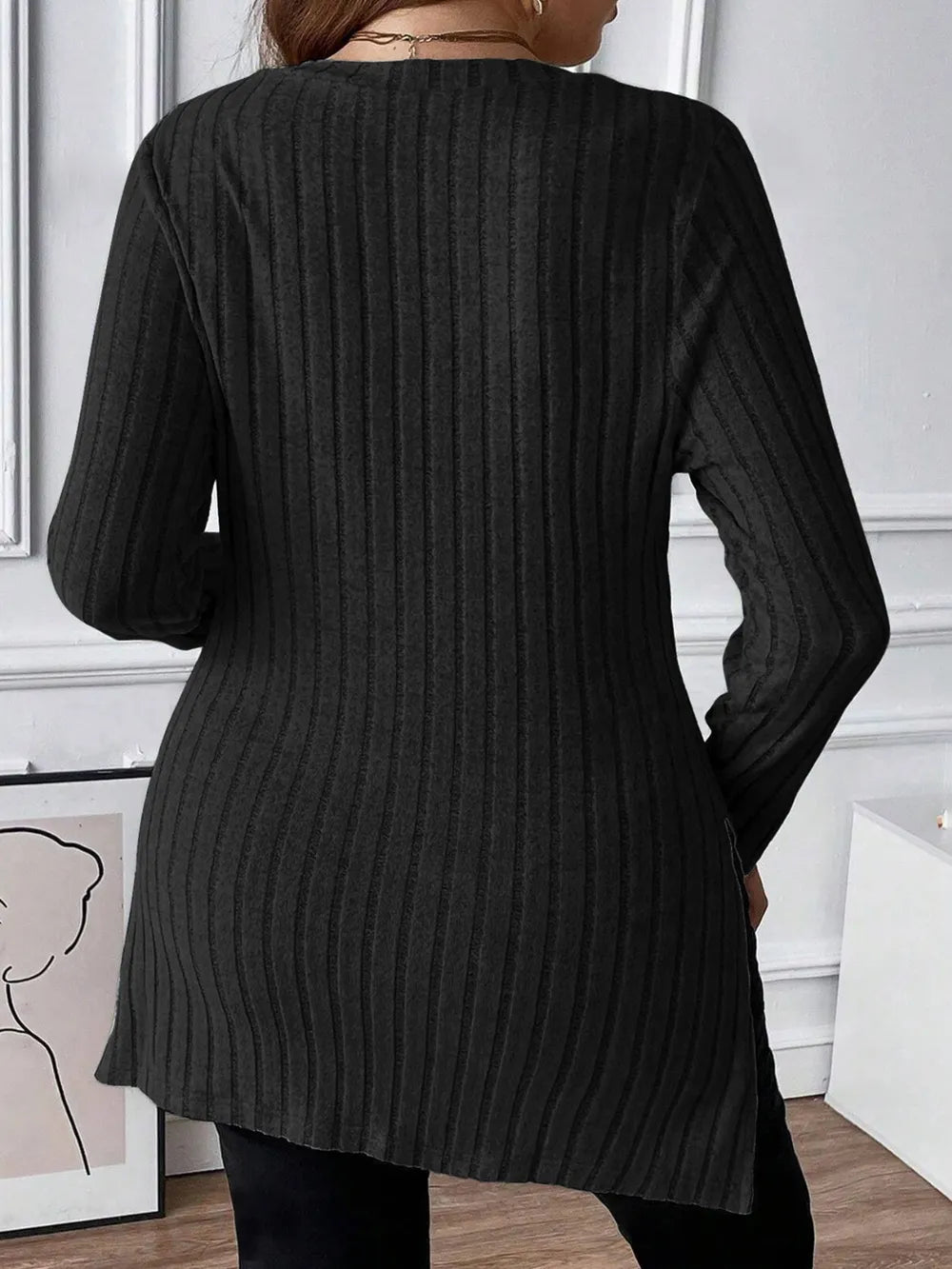 Plus Size Square Neck Long Sleeve Top - Godess beauty  #