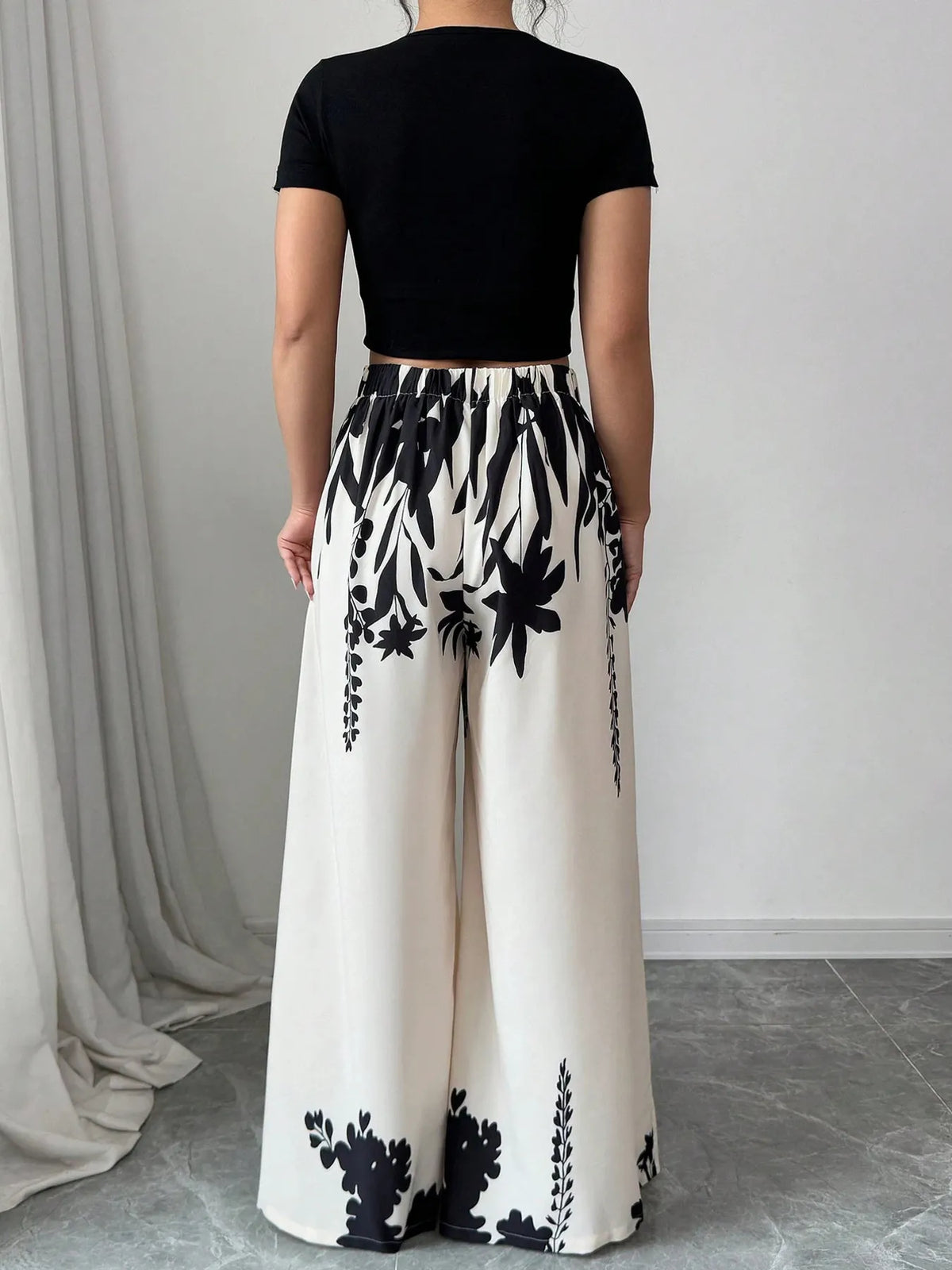 Printed Wide Leg Pants - Godess Beauty  #