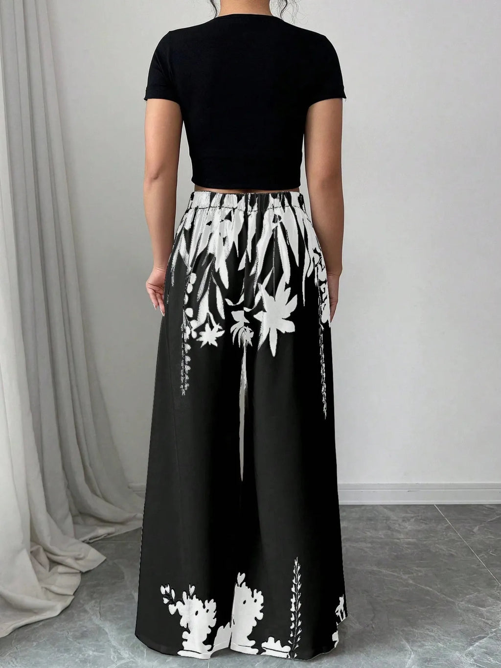 Printed Wide Leg Pants - Godess Beauty  #