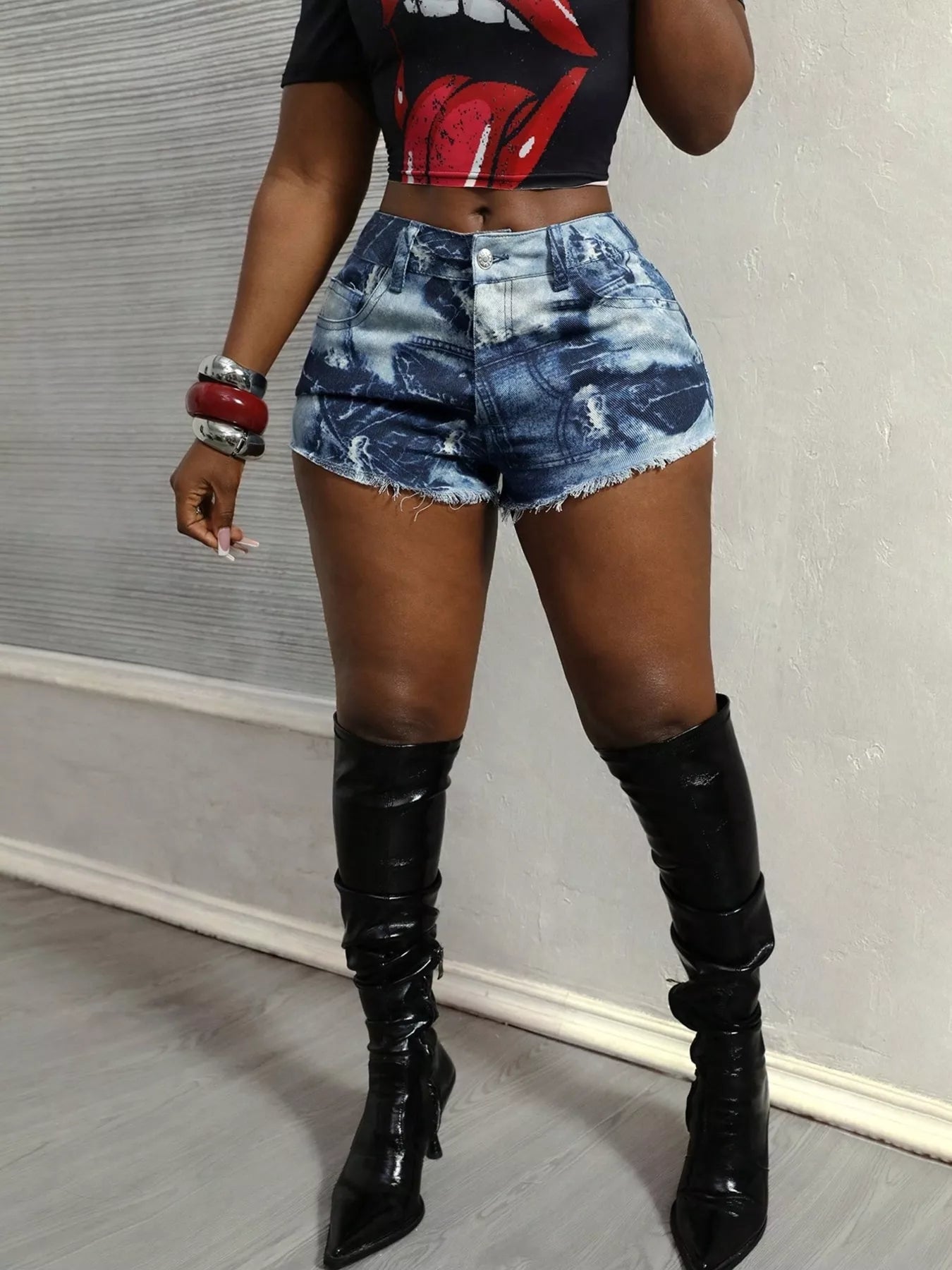 Raw Hem Denim Shorts - Godess beauty  #