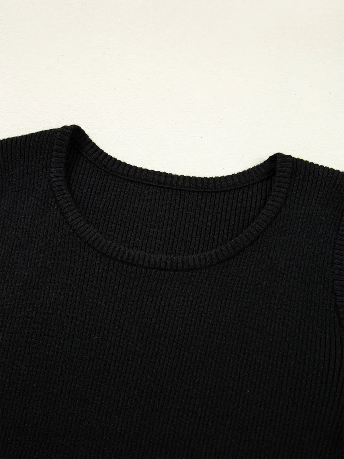 Ribbed Knit Cold Shoulder Sweater - Godess Beauty  #