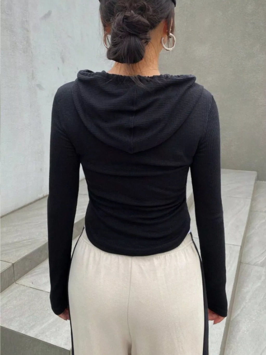 Ribbed Knit Cropped Zip-Up Outerwear - Godess Beauty  #