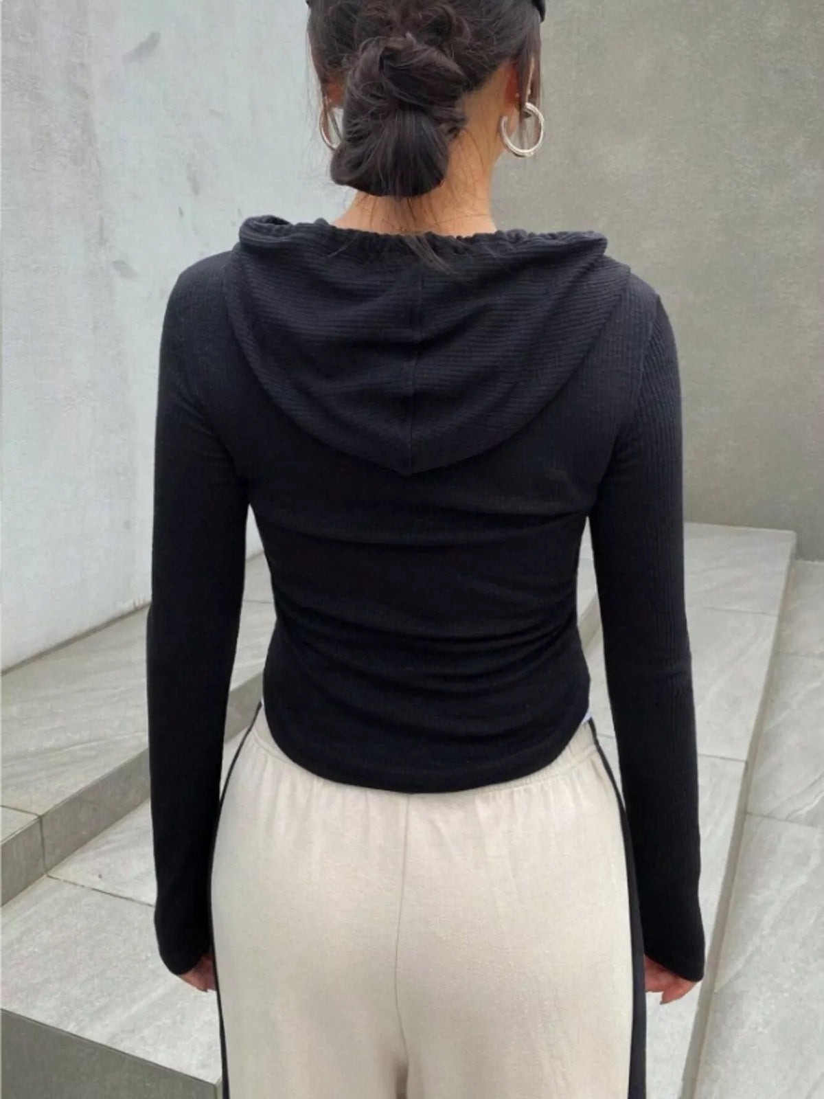 Ribbed Knit Cropped Zip-Up Outerwear - Godess Beauty  #
