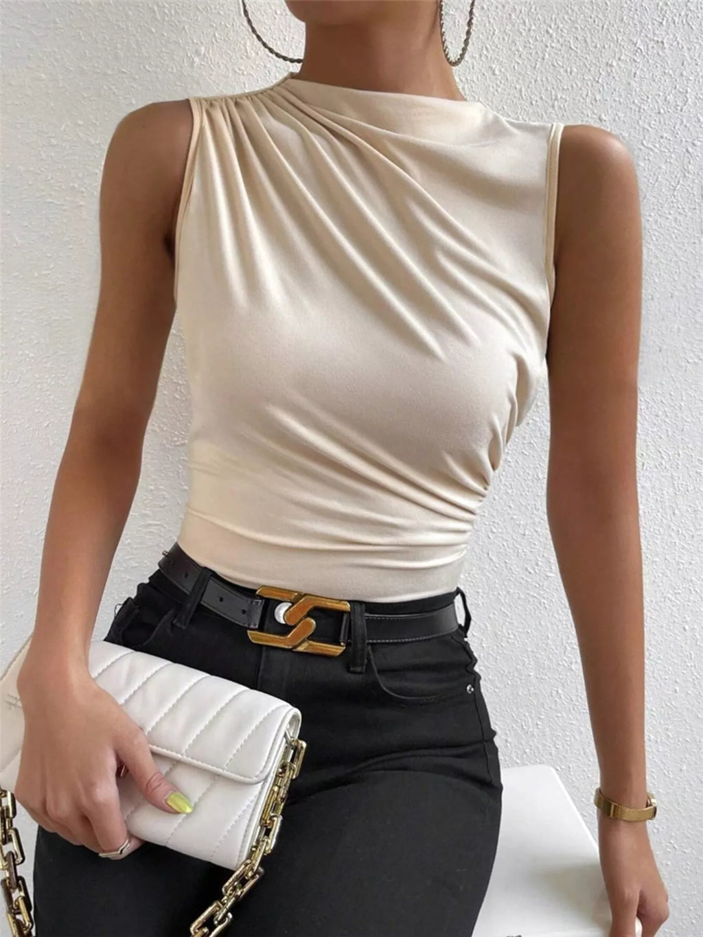 Ruched Solid Color Tank - Godess beauty  #