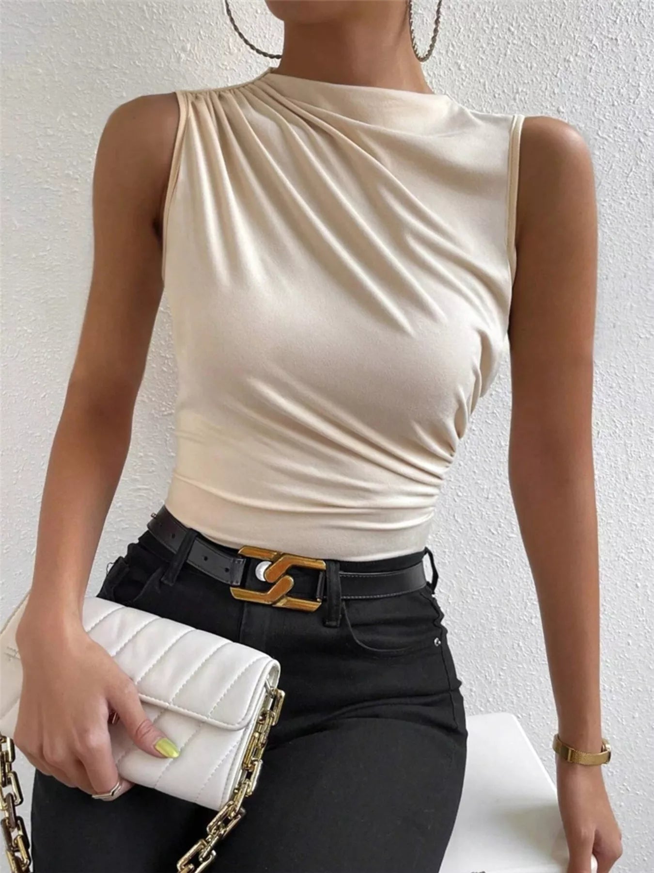 Ruched Solid Color Tank - Godess beauty  #