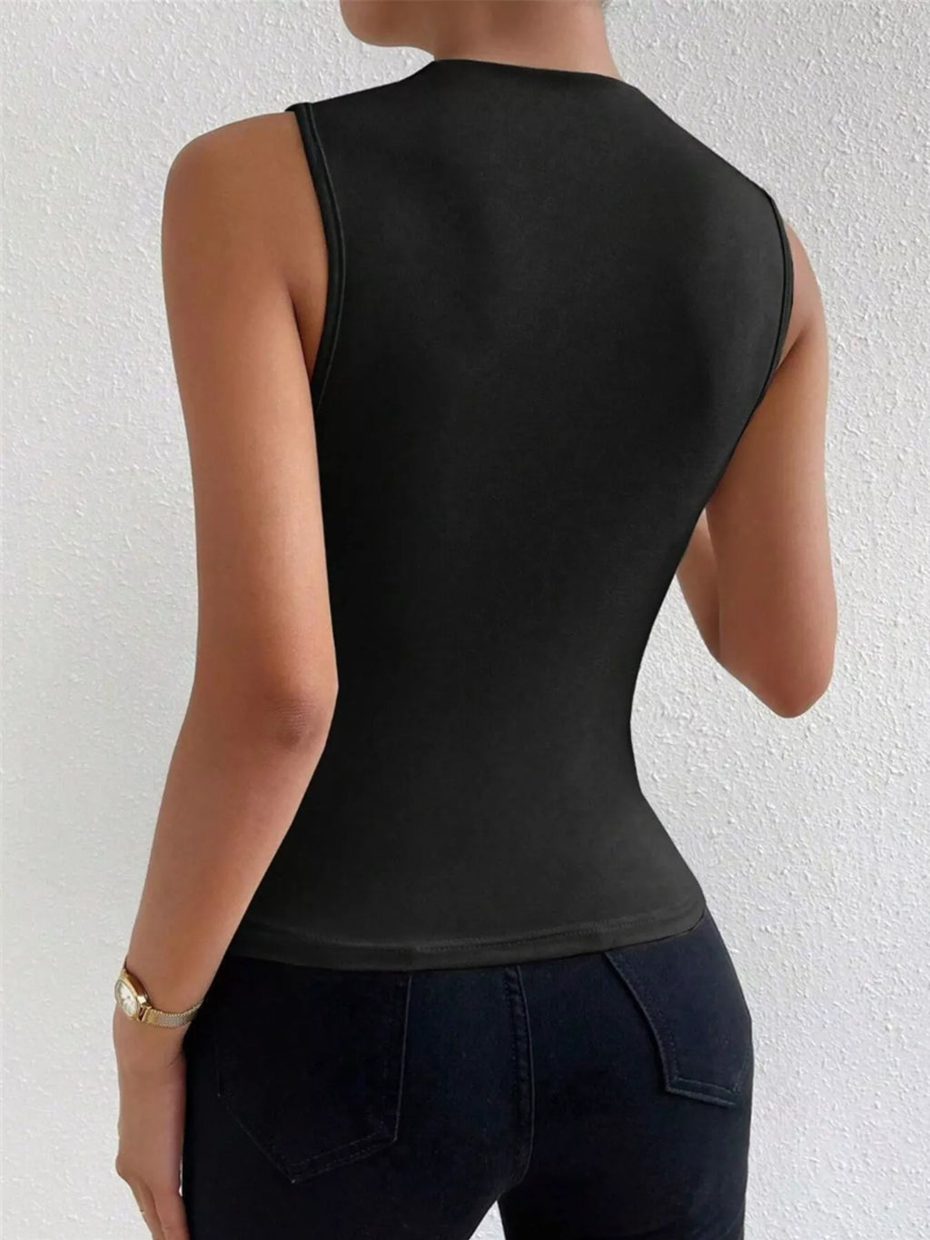 Ruched Solid Color Tank - Godess beauty  #