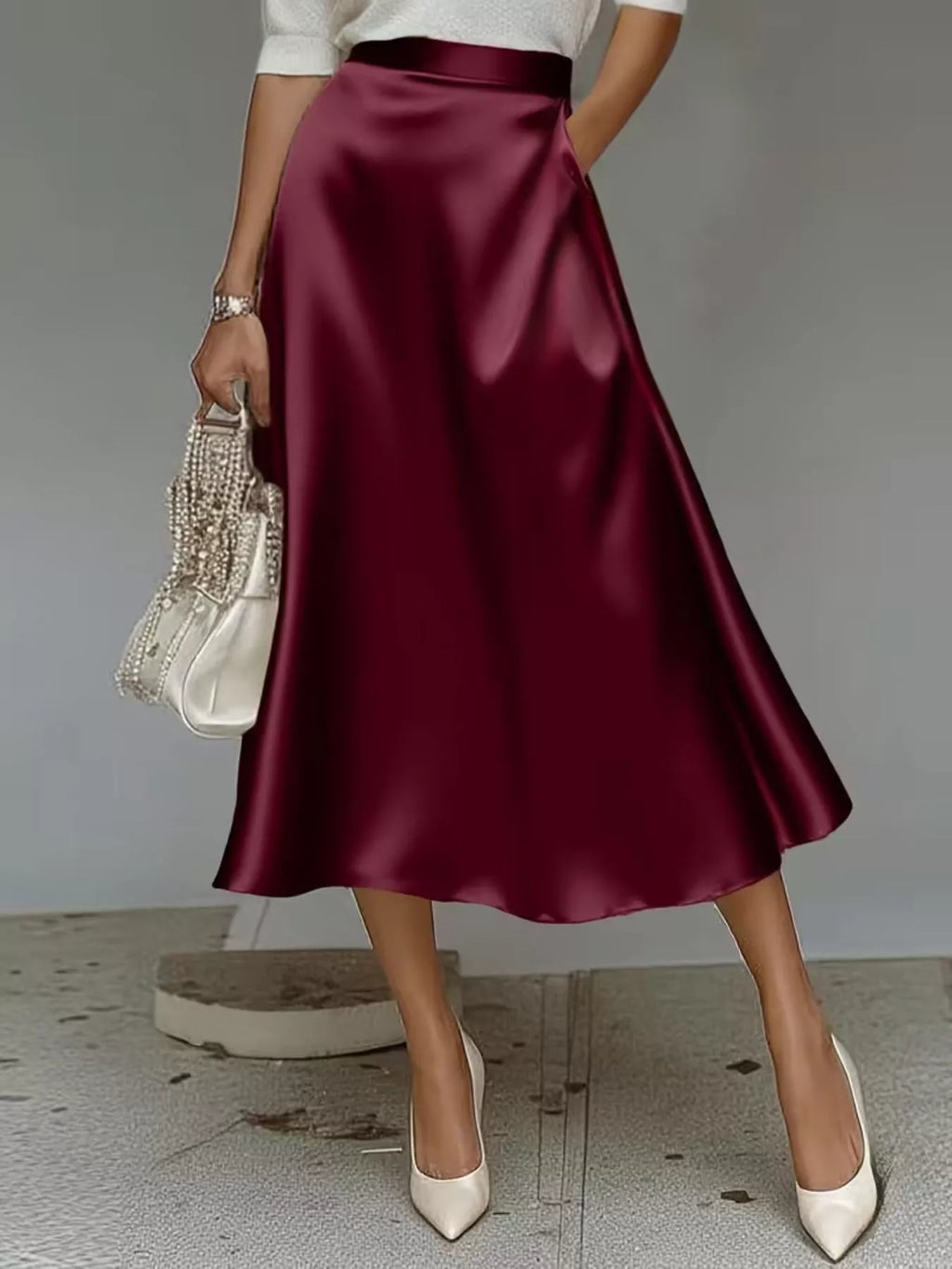 Satin Midi Skirt - Godess beauty  #