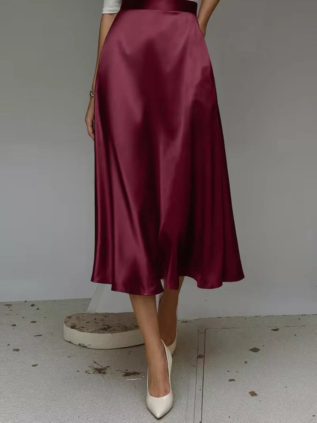 Satin Midi Skirt - Godess beauty  #