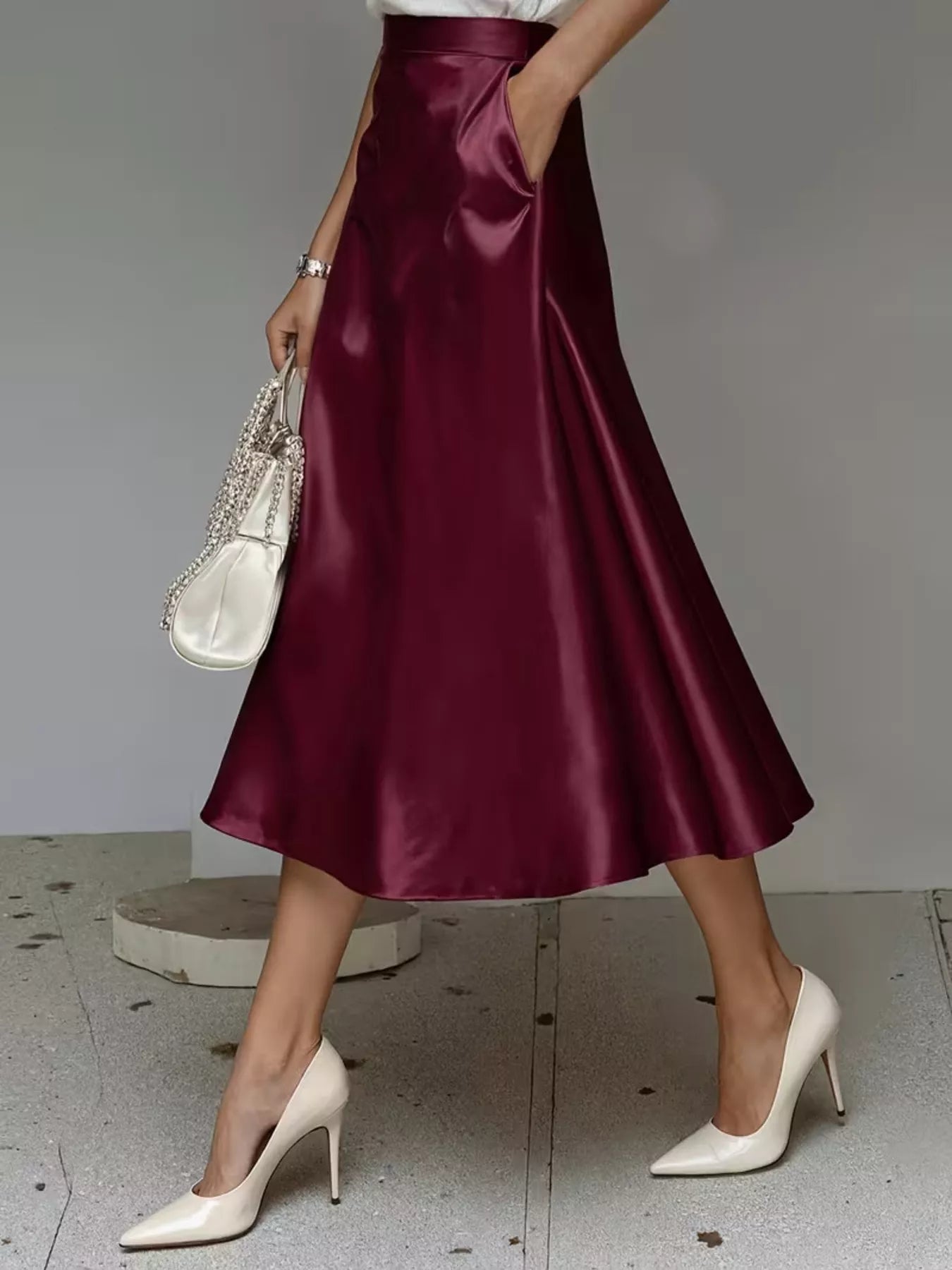Satin Midi Skirt - Godess beauty  #