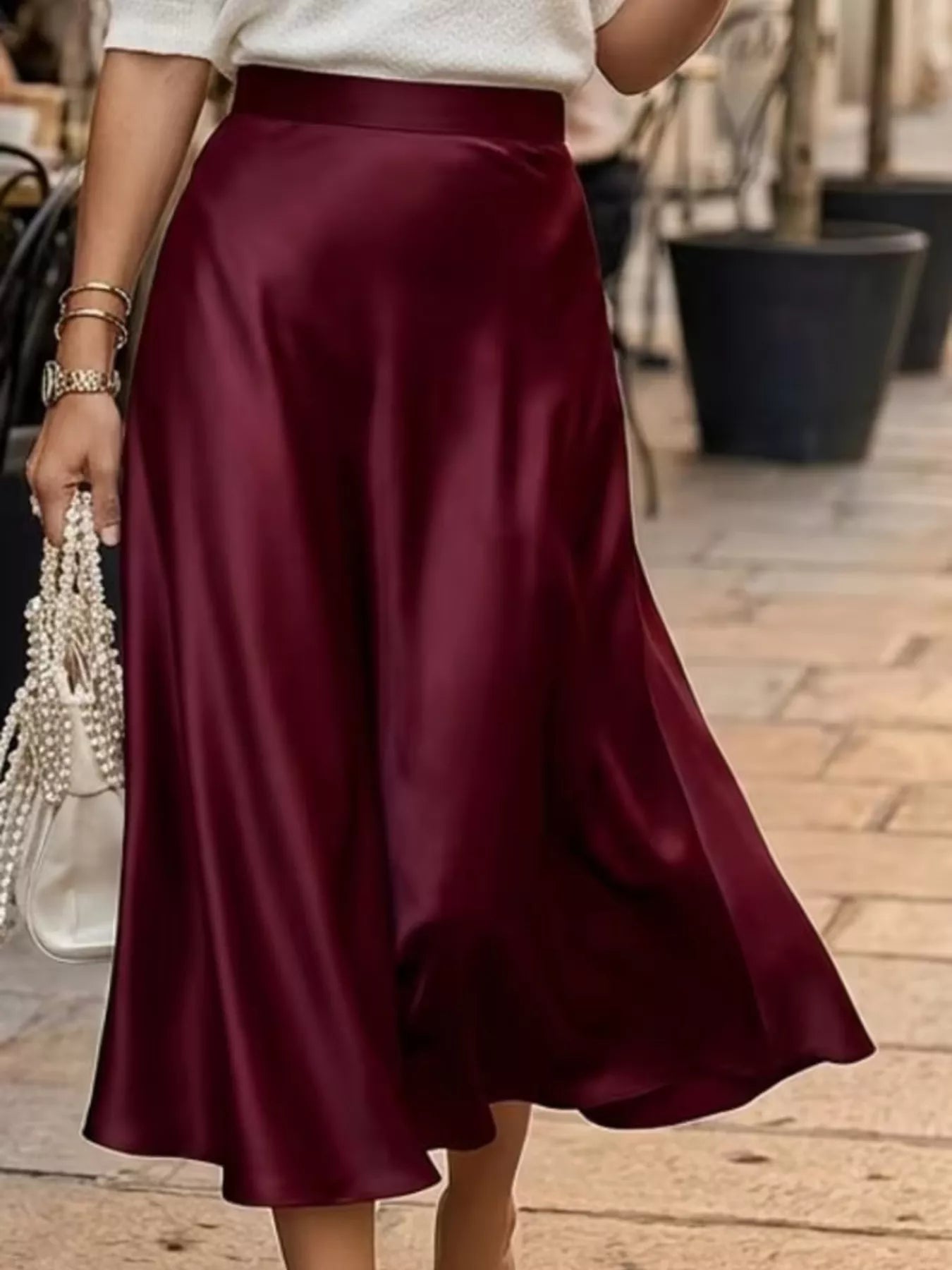 Satin Midi Skirt - Godess beauty  #