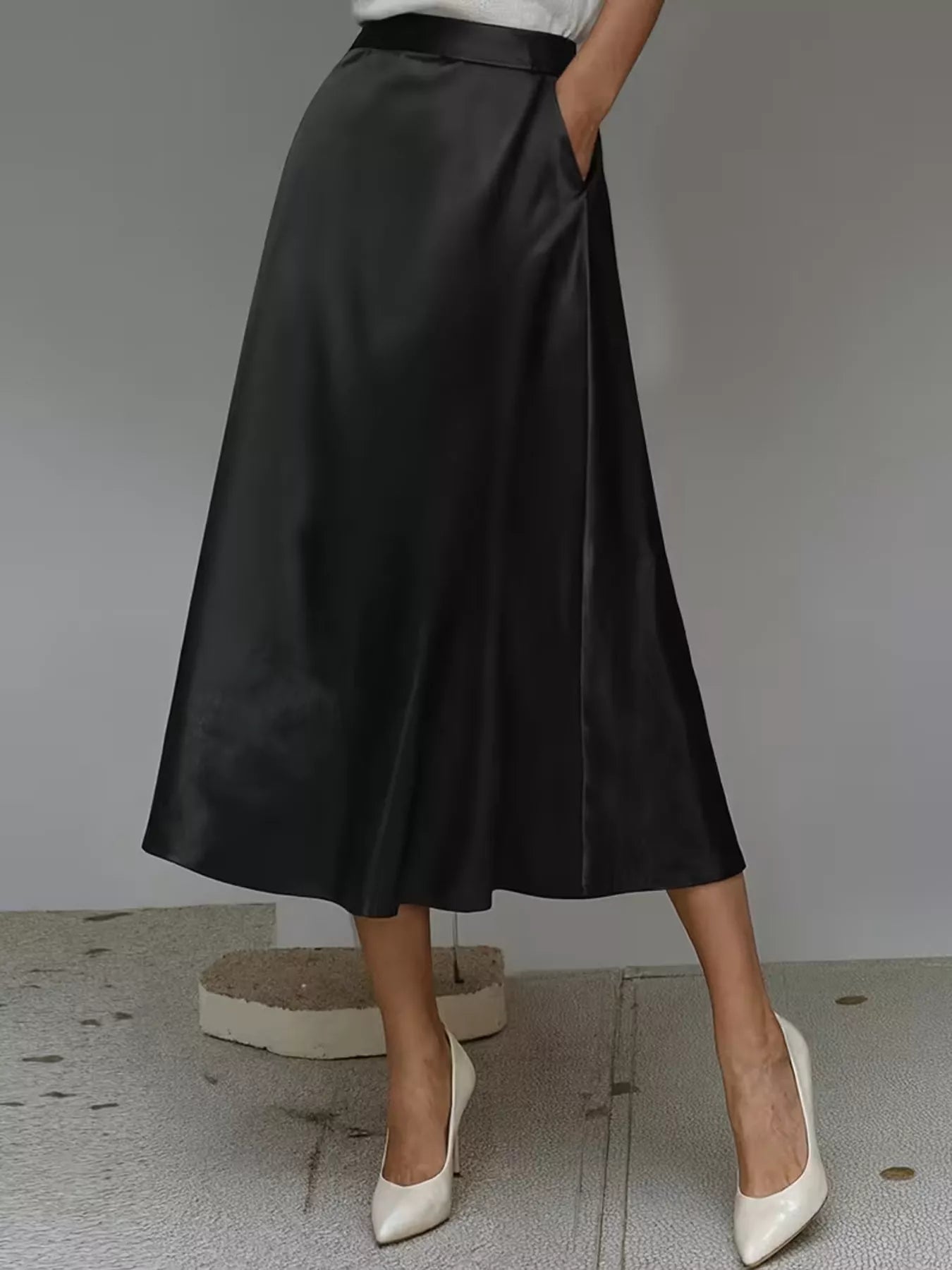 Satin Midi Skirt - Godess beauty  #