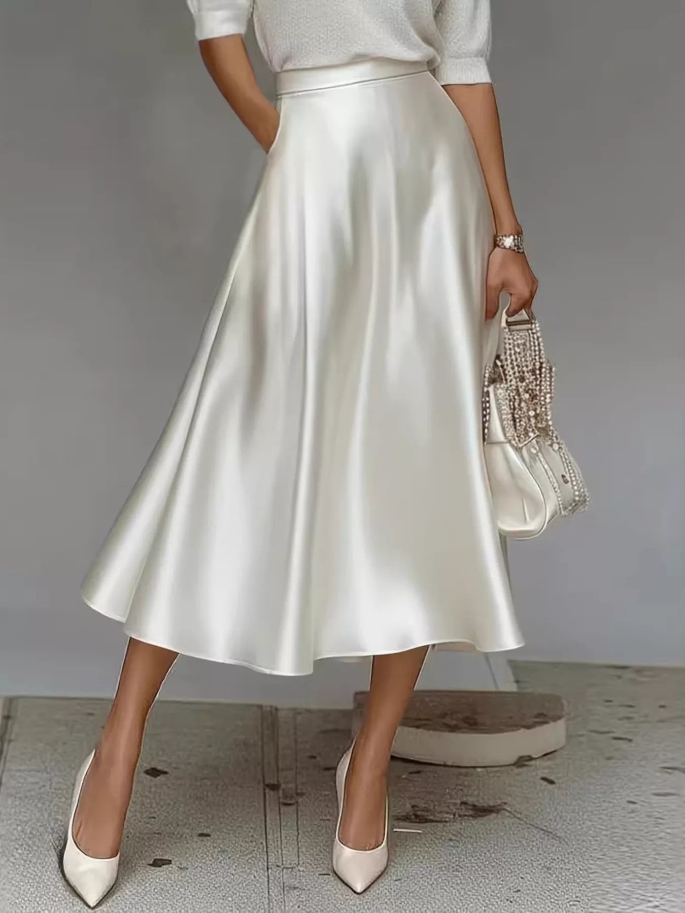 Satin Midi Skirt - Godess beauty  #