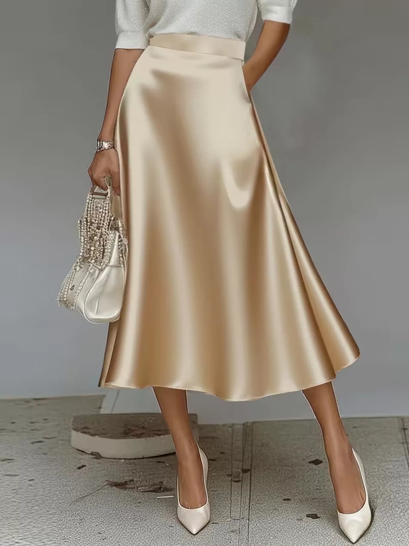 Satin Midi Skirt - Godess beauty  #