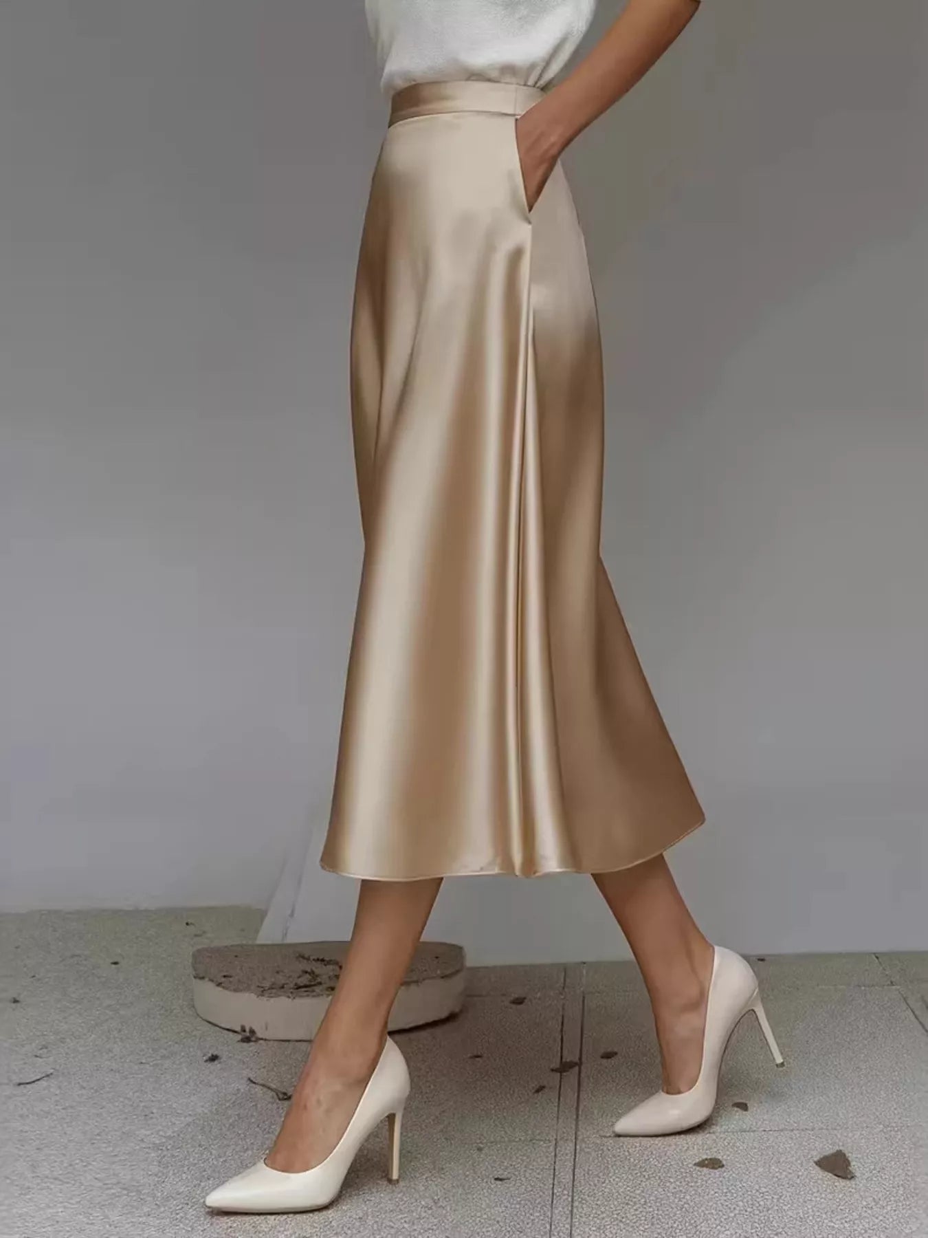 Satin Midi Skirt - Godess beauty  #