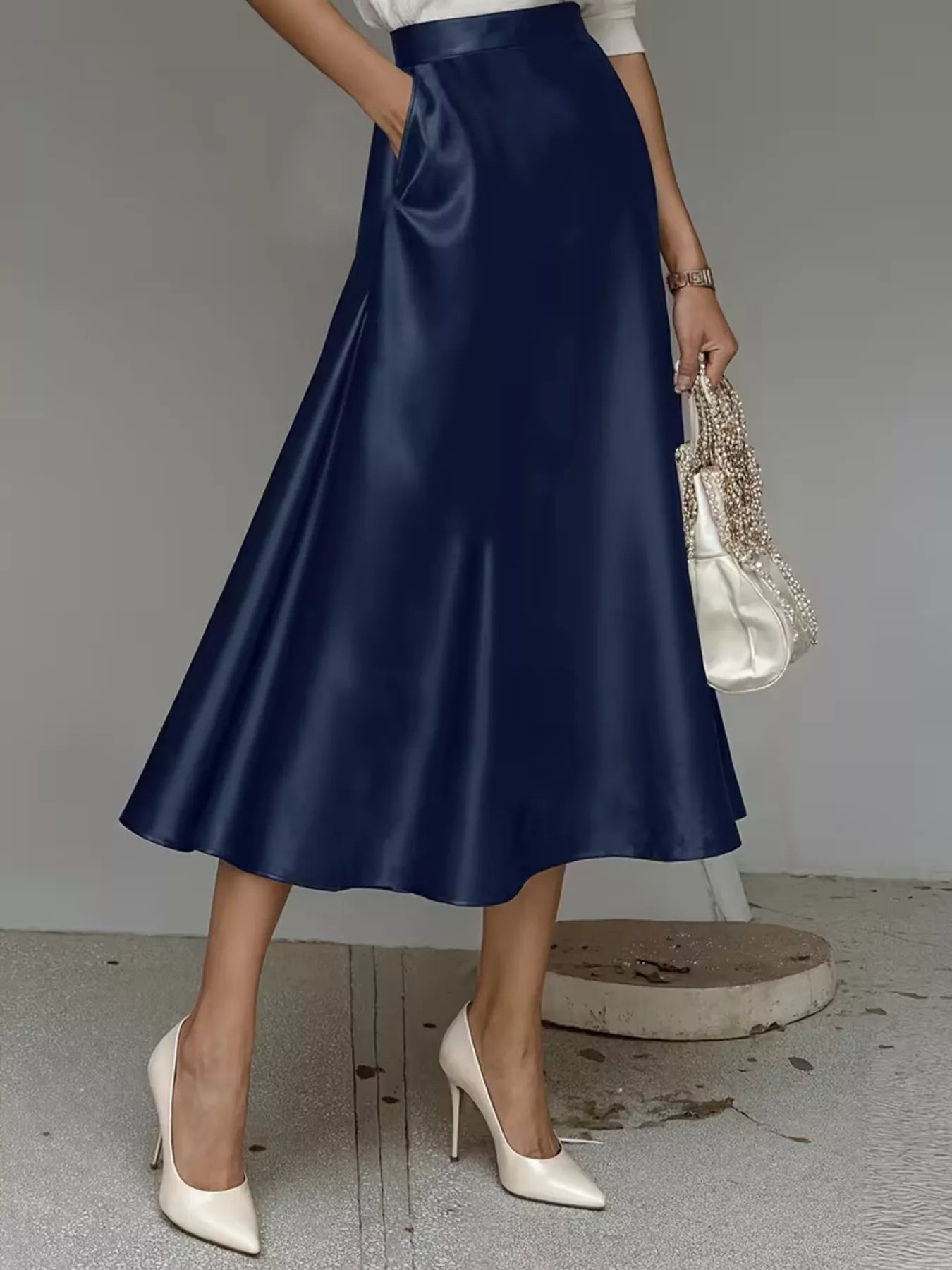 Satin Midi Skirt - Godess beauty  #