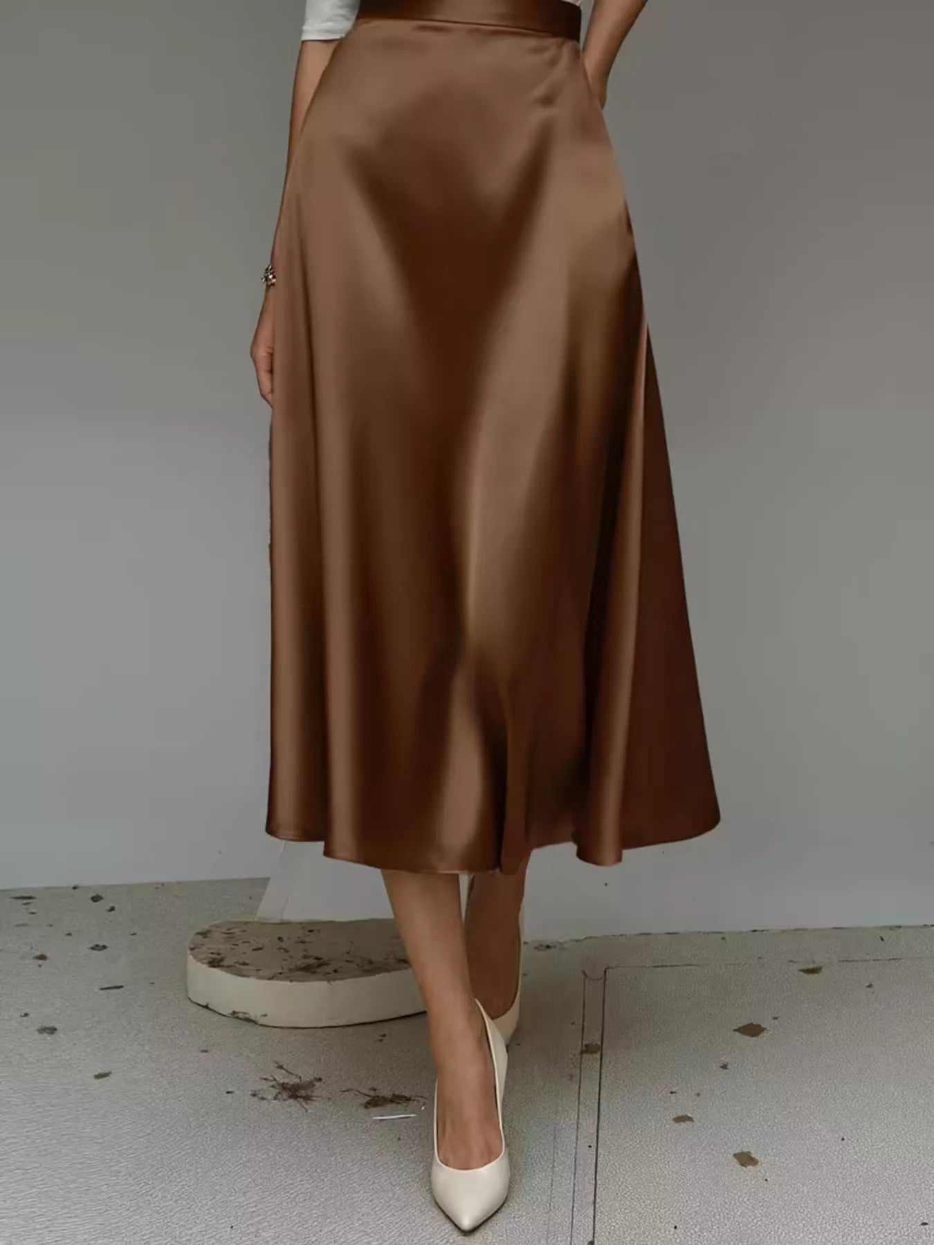 Satin Midi Skirt - Godess beauty  #