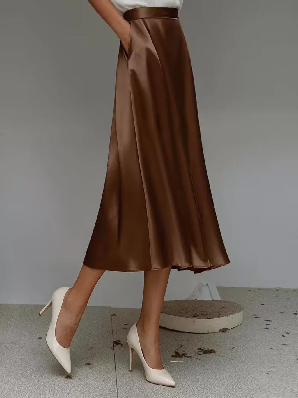 Satin Midi Skirt - Godess beauty  #