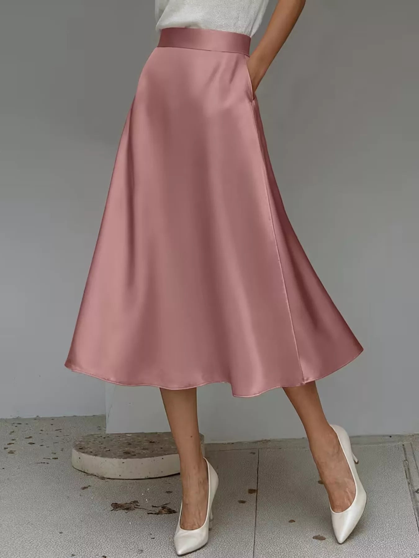 Satin Midi Skirt - Godess beauty  #