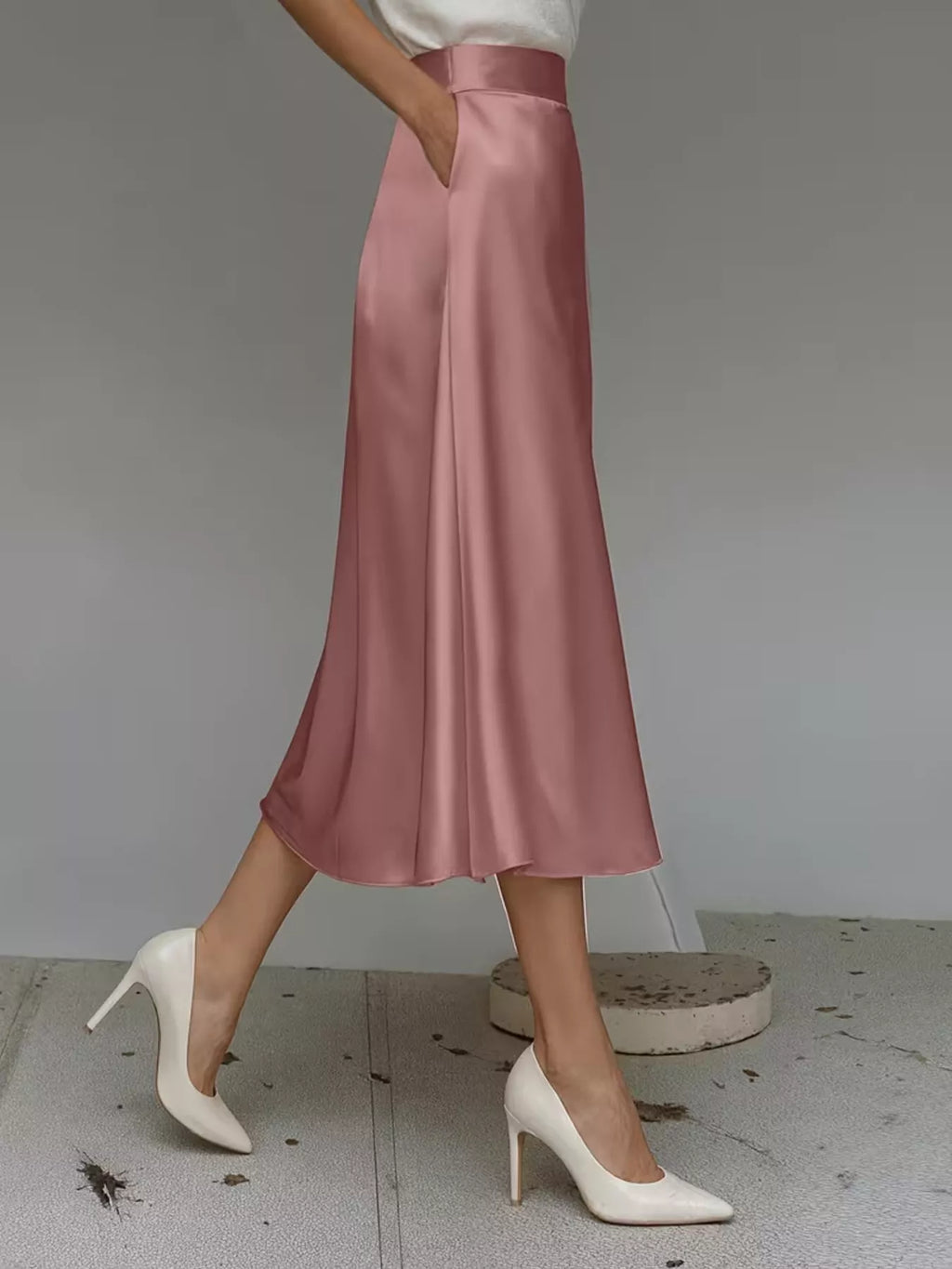 Satin Midi Skirt - Godess beauty  #