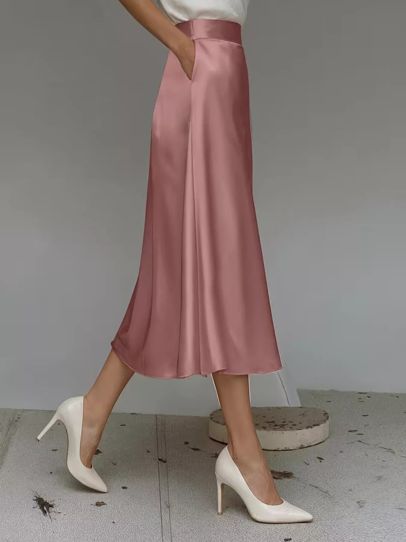 Satin Midi Skirt - Godess beauty  #