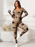 Scoop Neck Long Sleeve Active Jumpsuit - Godess beauty  #