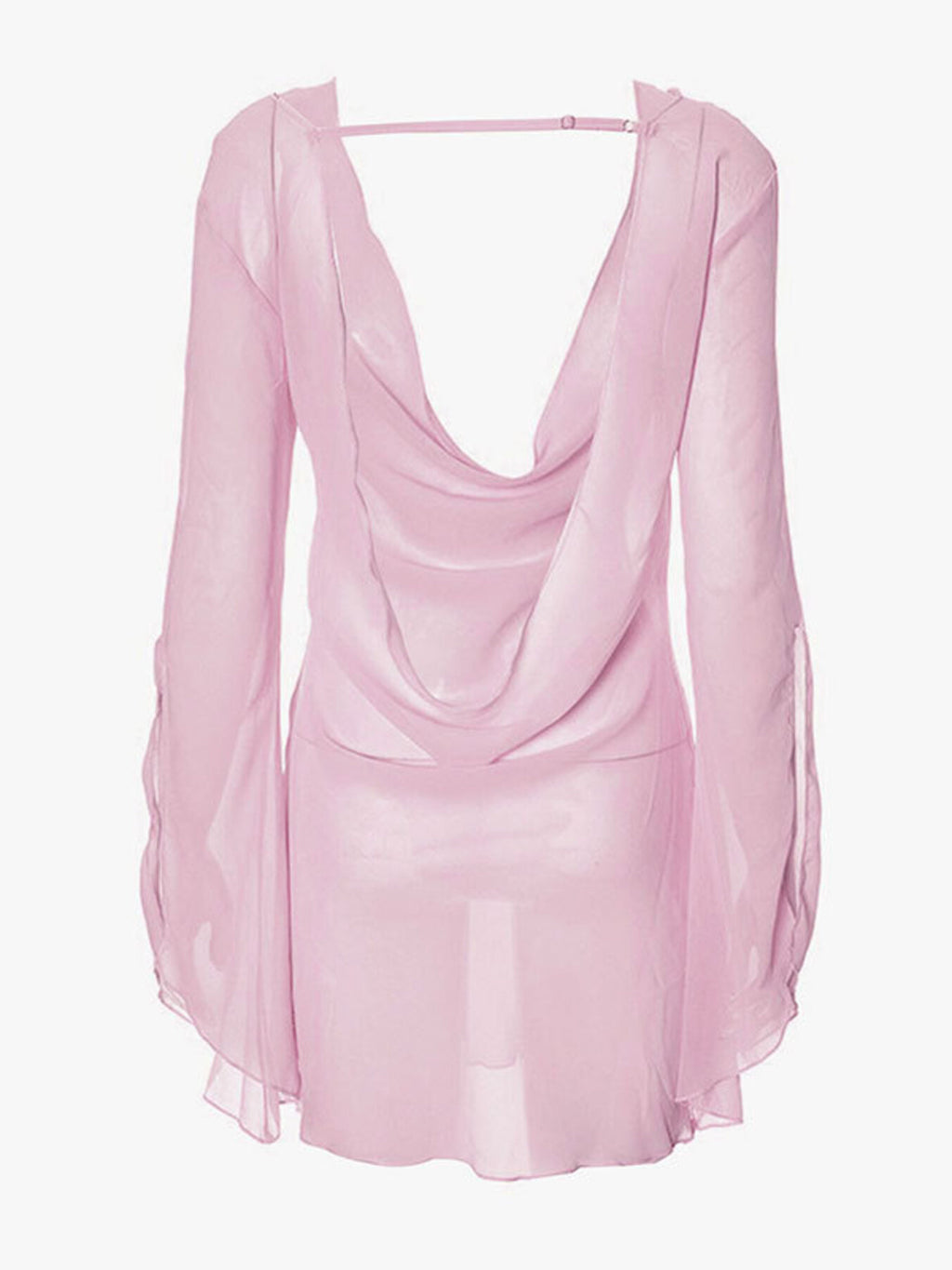 Sheer chiffon plunge mini dress - Godess beauty  #