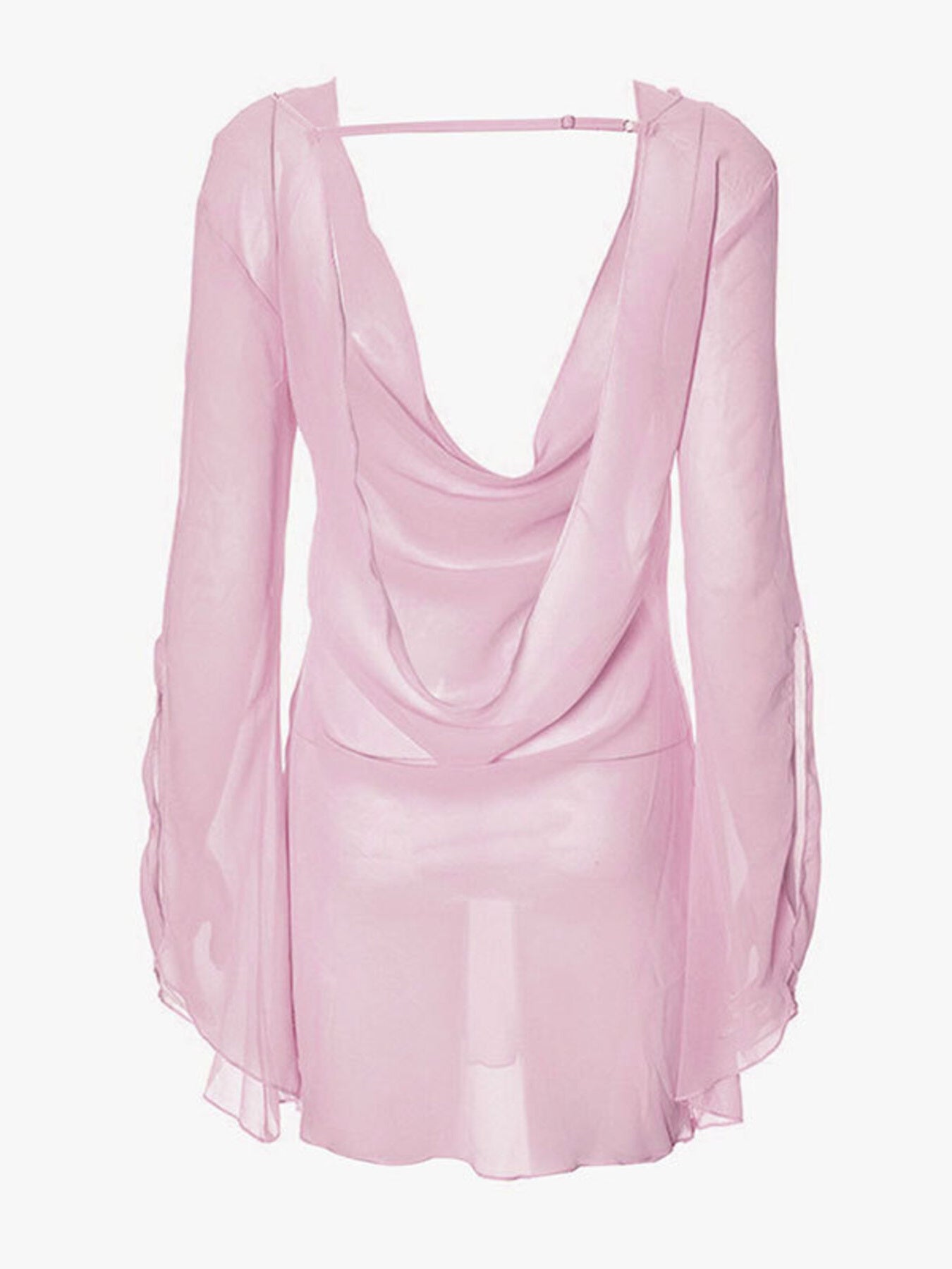 Sheer chiffon plunge mini dress - Godess beauty  #
