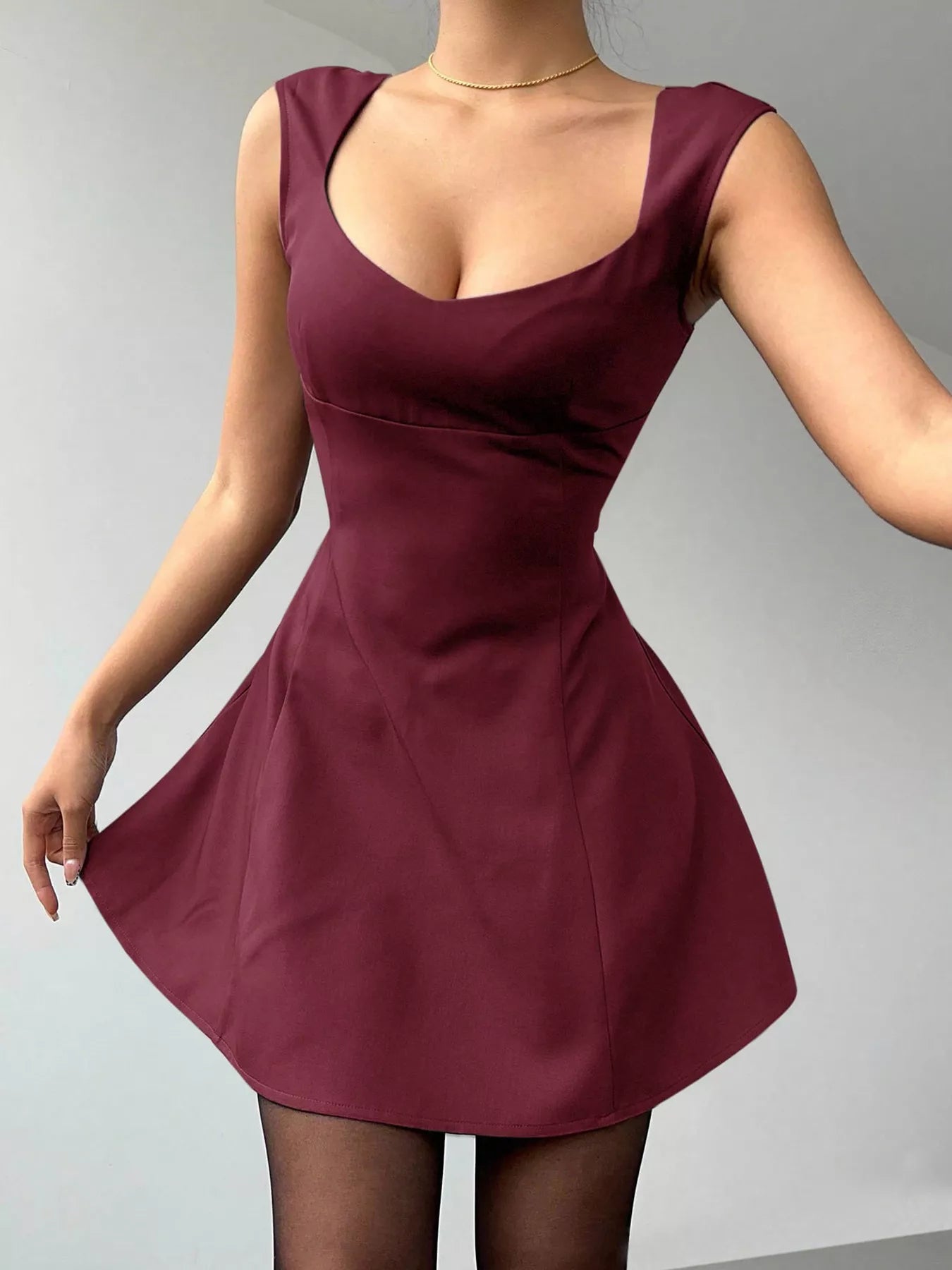 Sleeveless A-Line Mini Dress - Godess beauty  #
