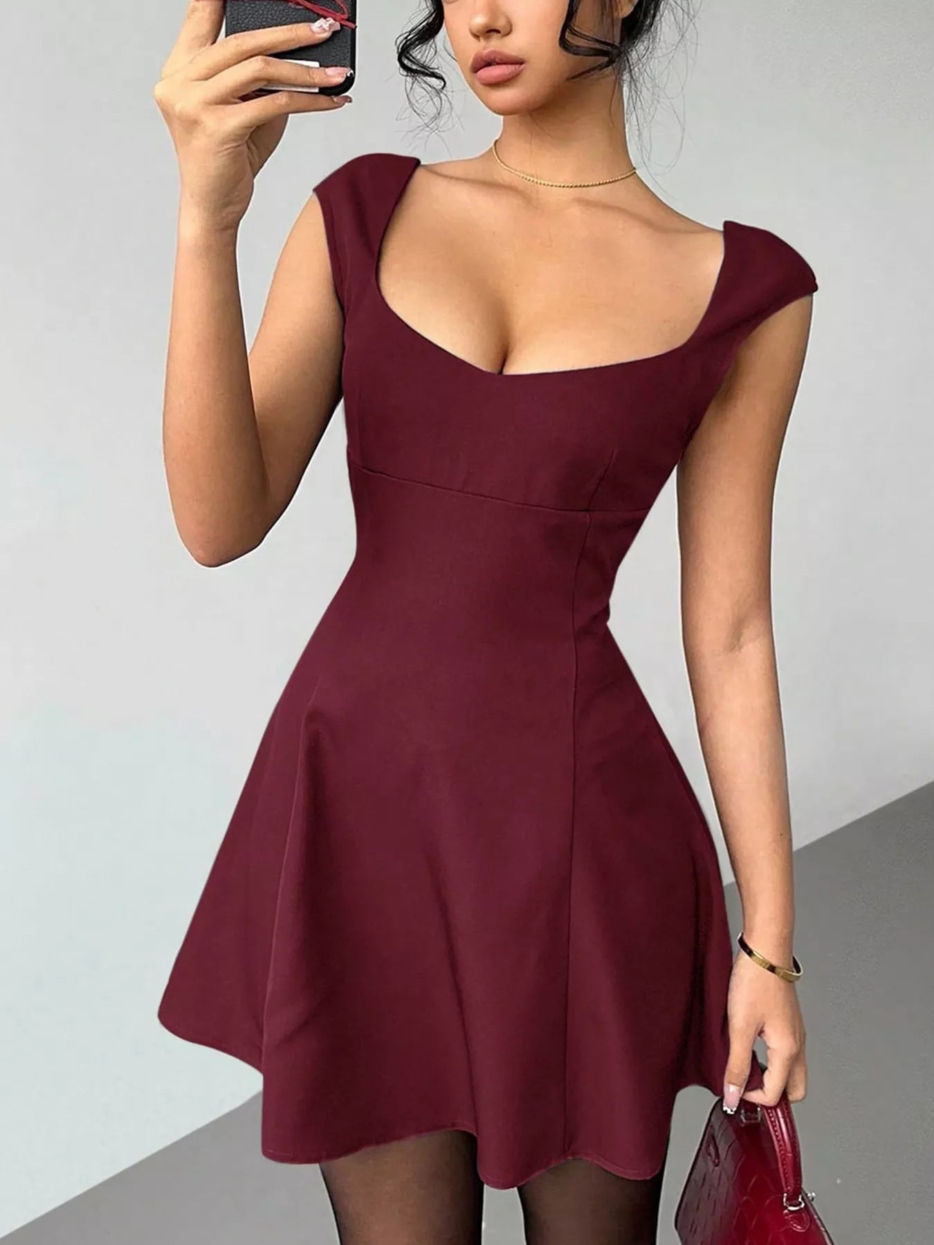 Sleeveless A-Line Mini Dress - Godess beauty  #