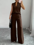 Sleeveless Top and Wide Leg Pants Set - Godess beauty  #