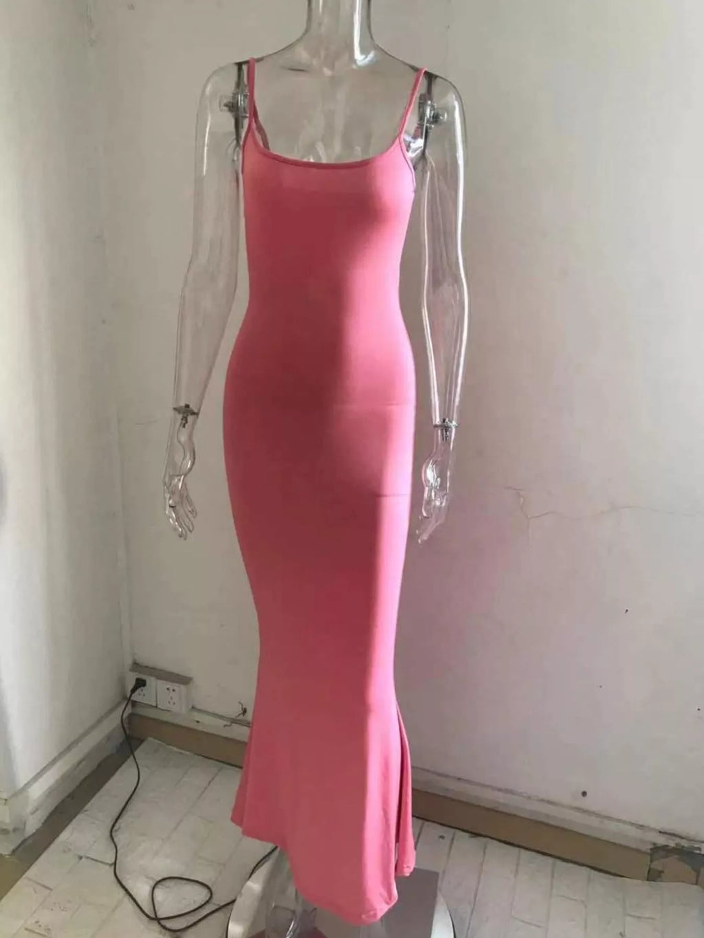 Spaghetti strap bodycon maxi dress - Godess beauty  #