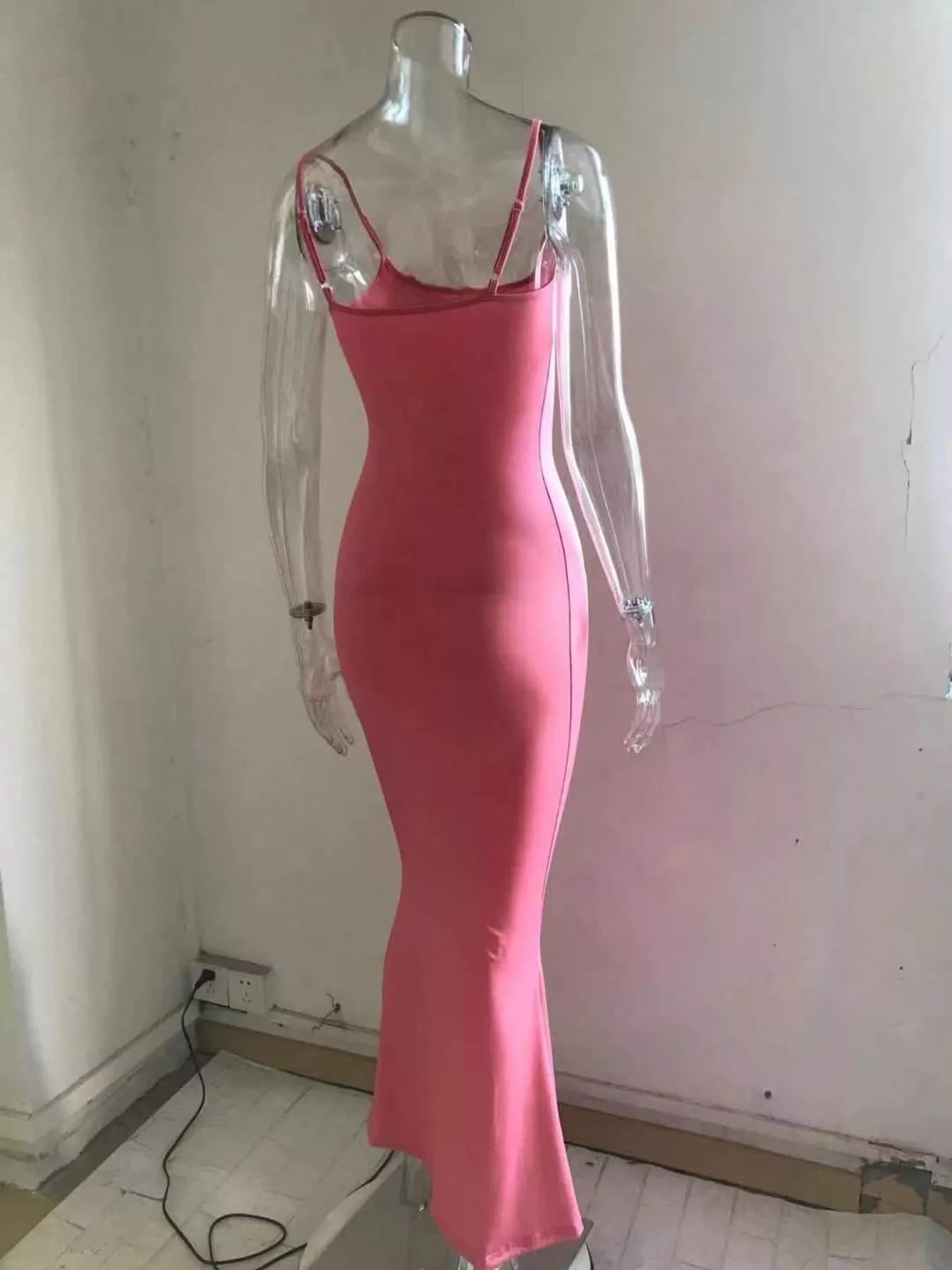Spaghetti strap bodycon maxi dress - Godess beauty  #