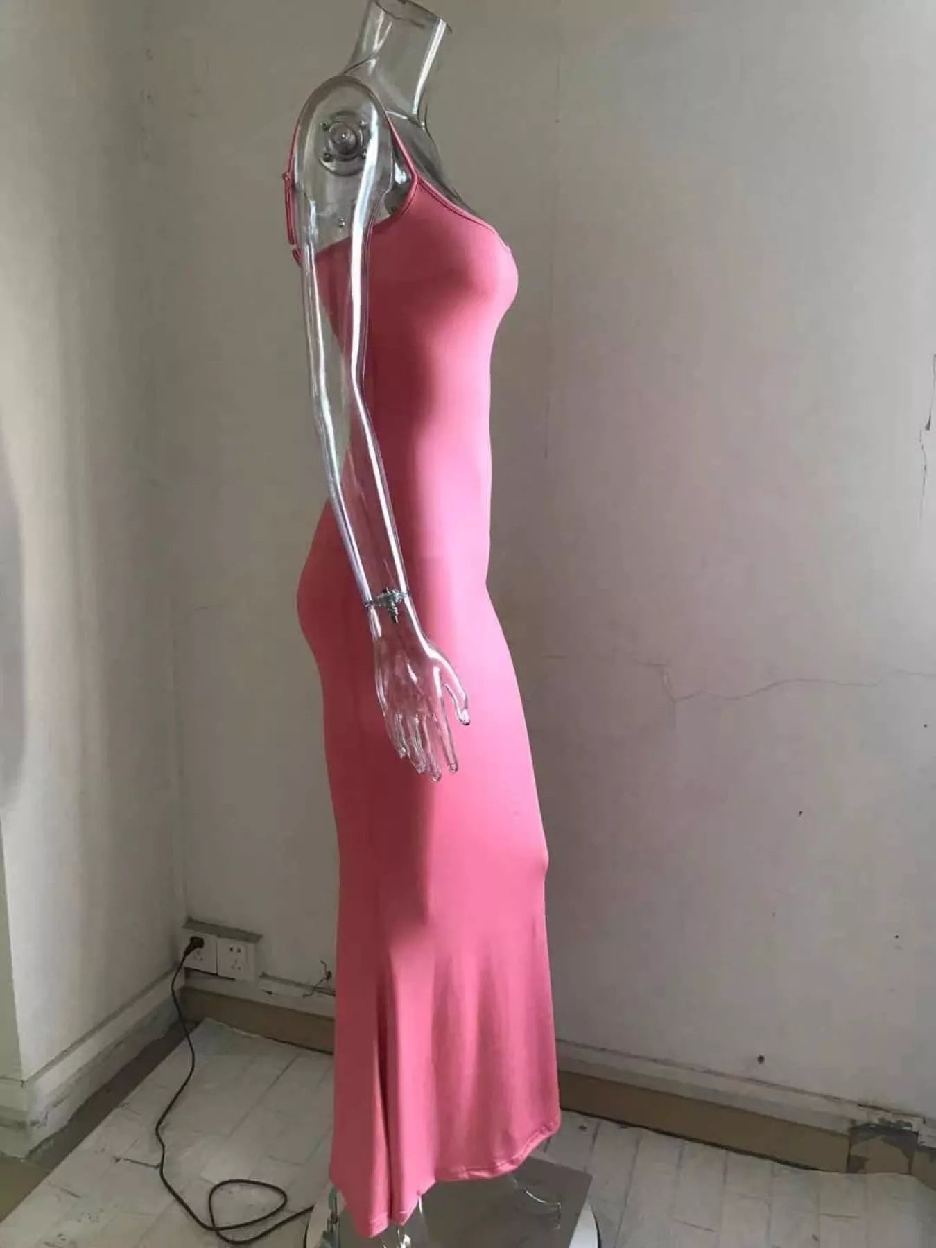 Spaghetti strap bodycon maxi dress - Godess beauty  #