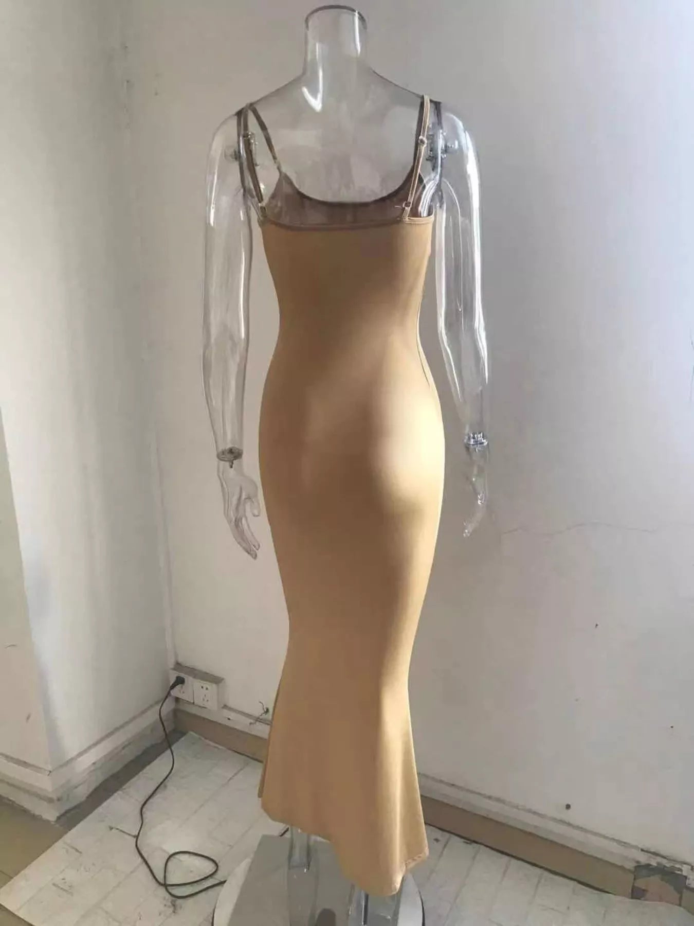 Spaghetti strap bodycon maxi dress - Godess beauty  #