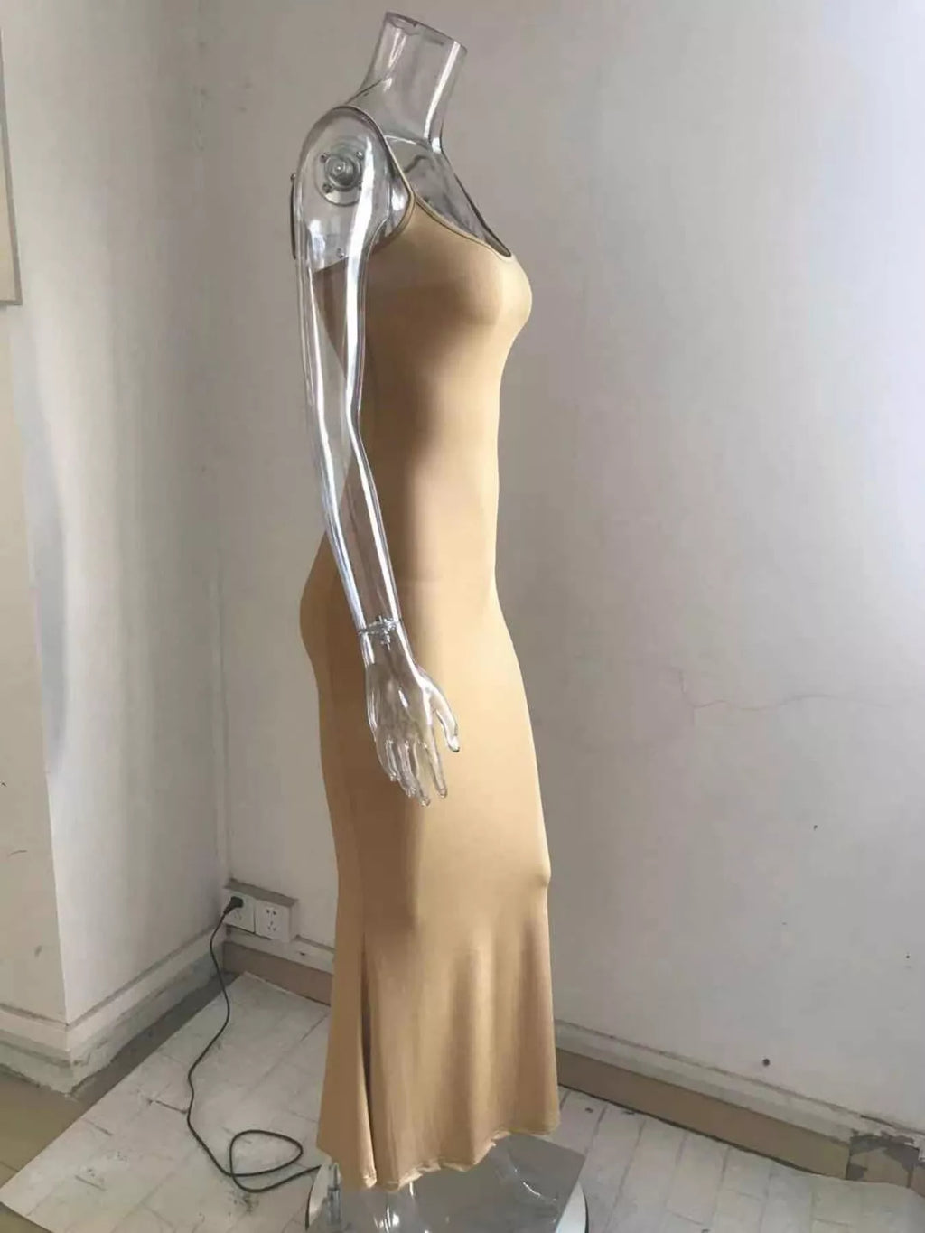 Spaghetti strap bodycon maxi dress - Godess beauty  #