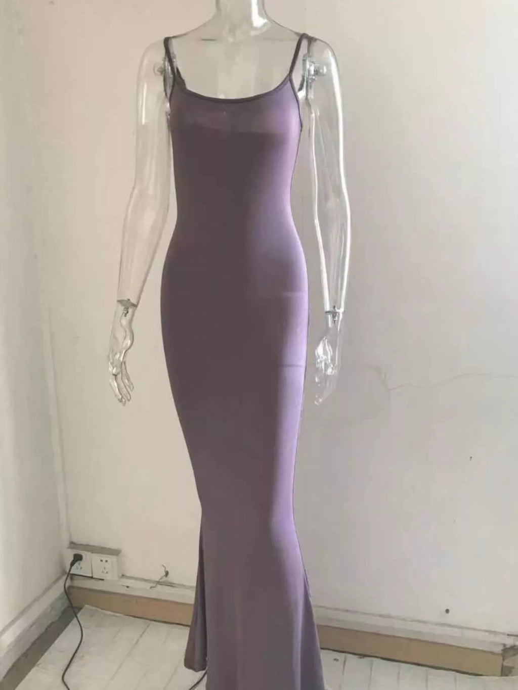 Spaghetti strap bodycon maxi dress - Godess beauty  #