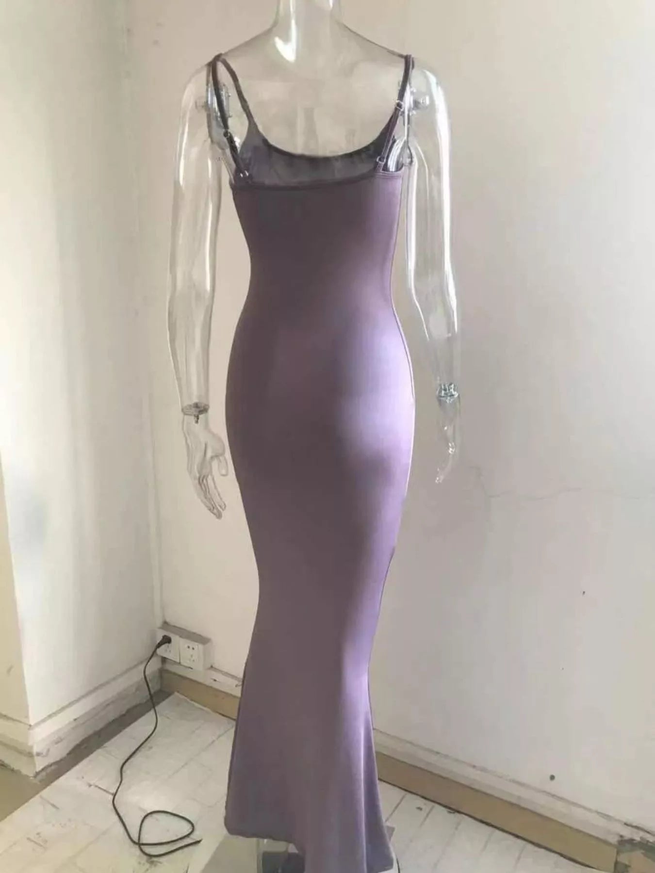 Spaghetti strap bodycon maxi dress - Godess beauty  #