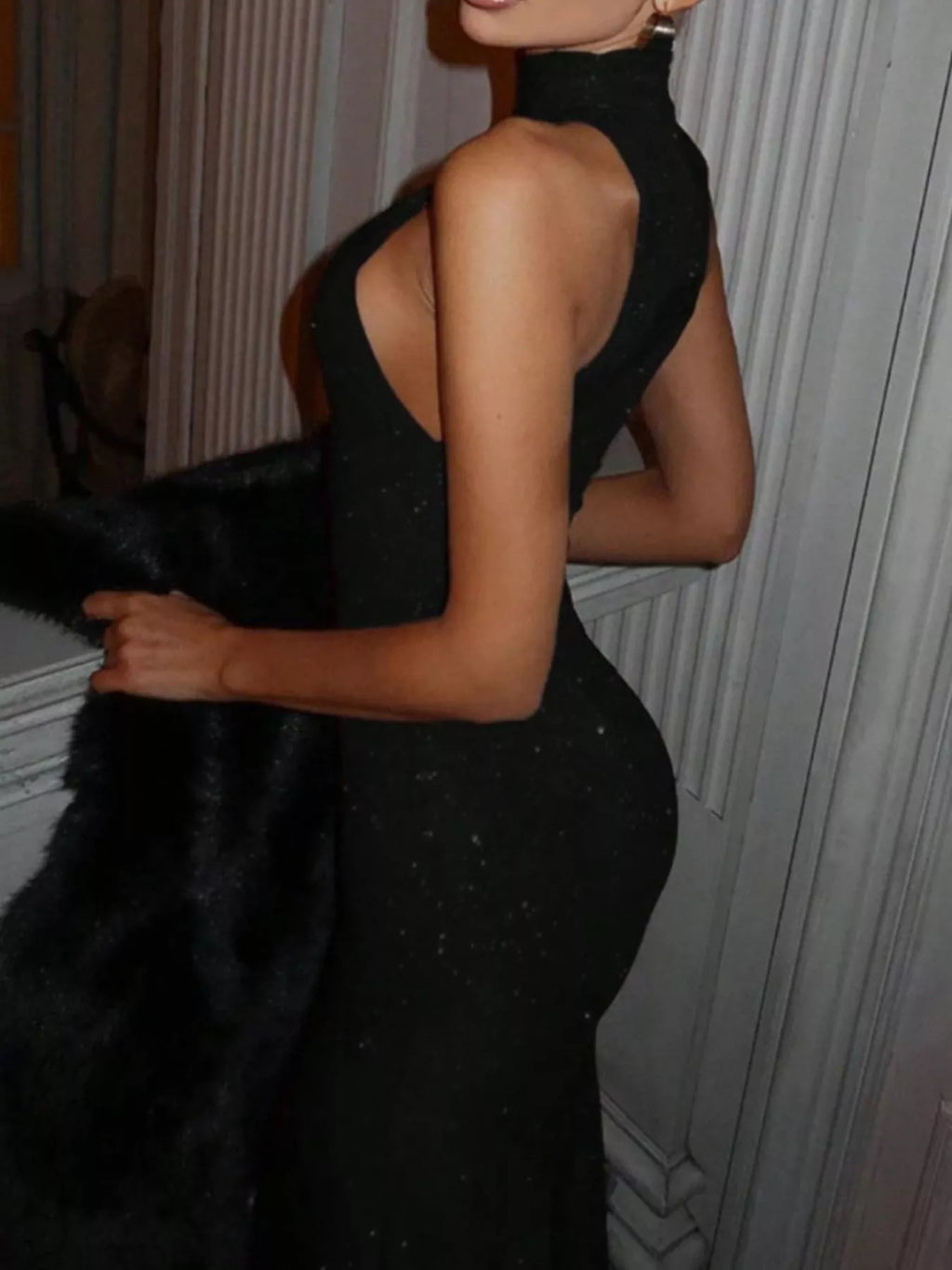 Sparkly sleeveless long sequin dress - Godess beauty  #