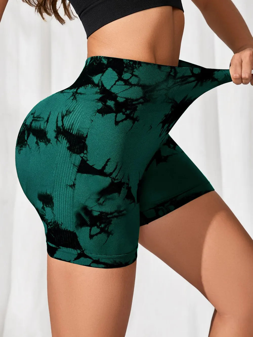 Tie-Dye High Waist Active Shorts - Godess beauty  #
