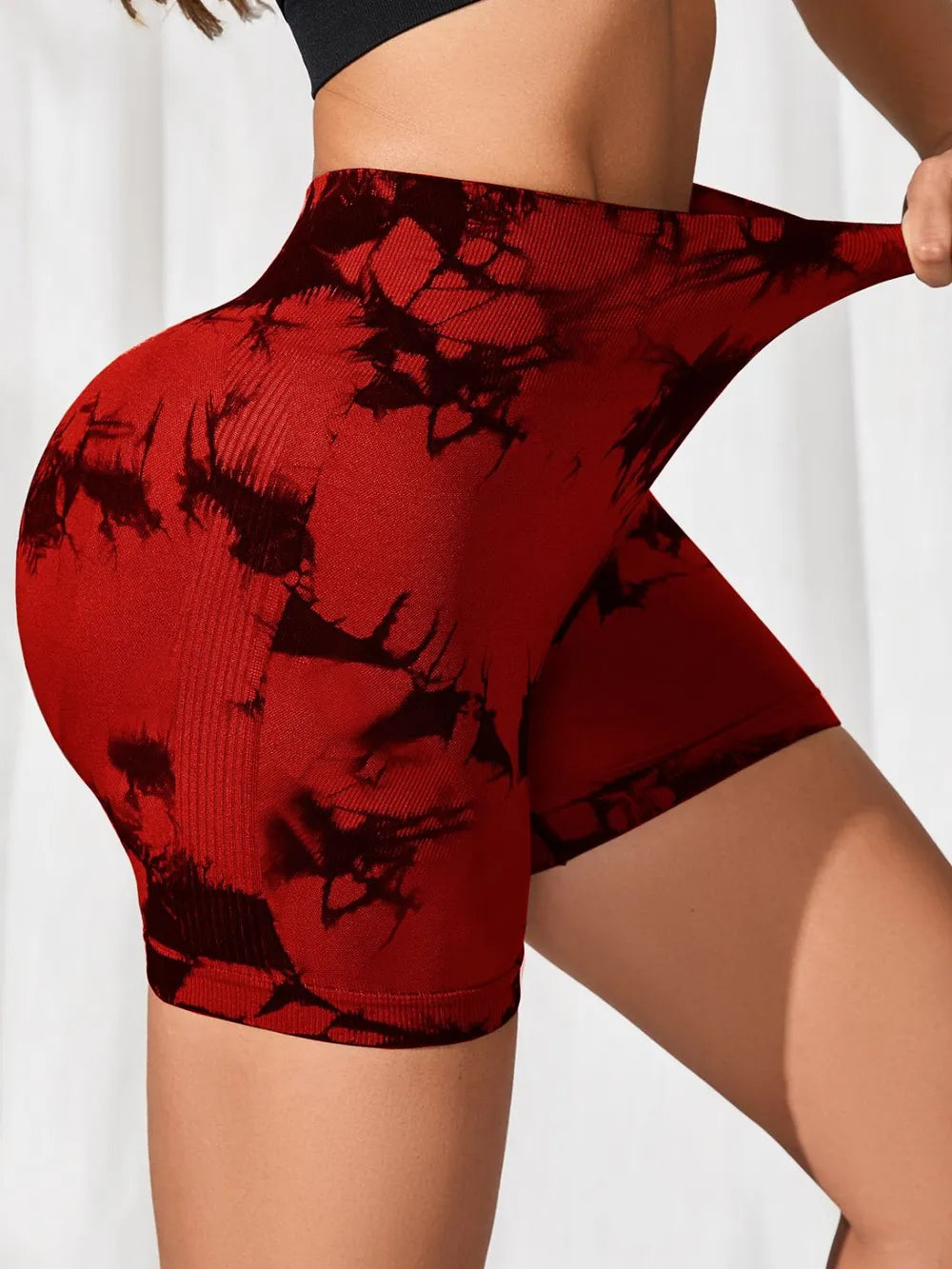 Tie-Dye High Waist Active Shorts - Godess beauty  #