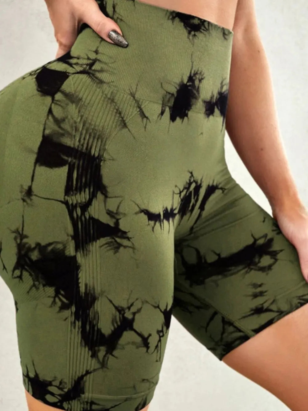 Tie-Dye High Waist Active Shorts - Godess beauty  #