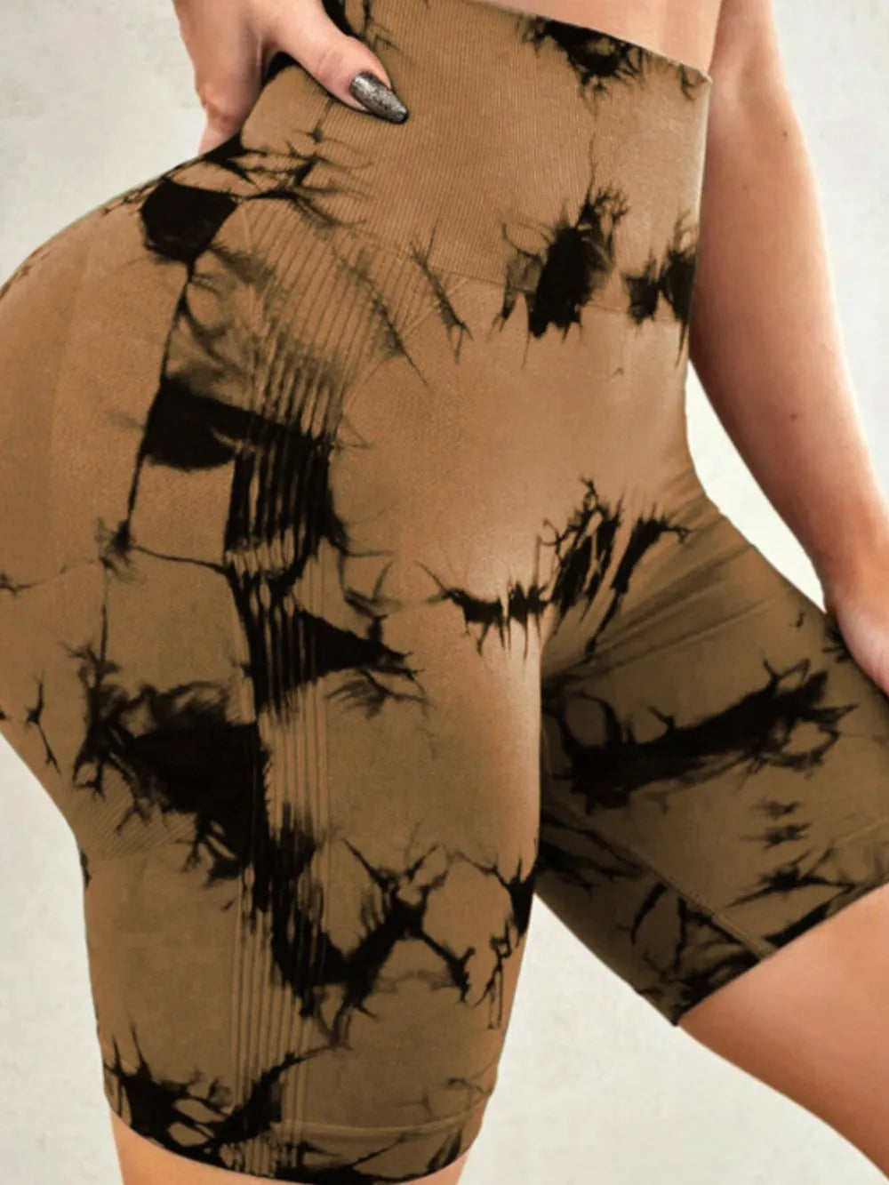 Tie-Dye High Waist Active Shorts - Godess beauty  #