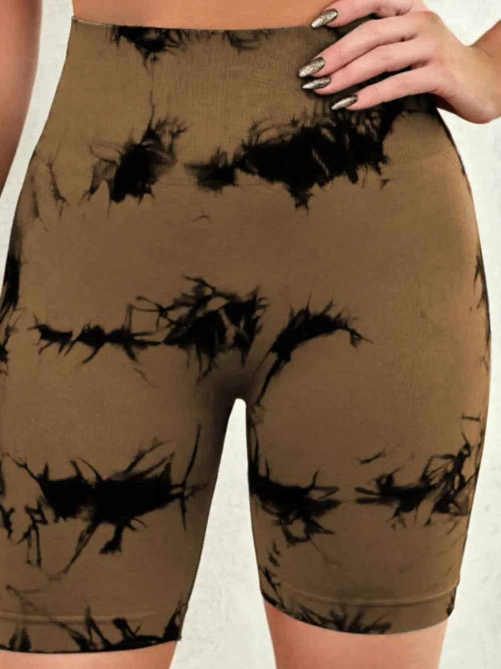 Tie-Dye High Waist Active Shorts - Godess beauty  #