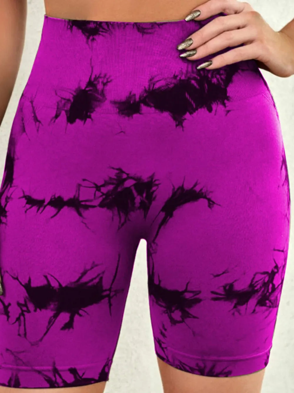 Tie-Dye High Waist Active Shorts - Godess beauty  #