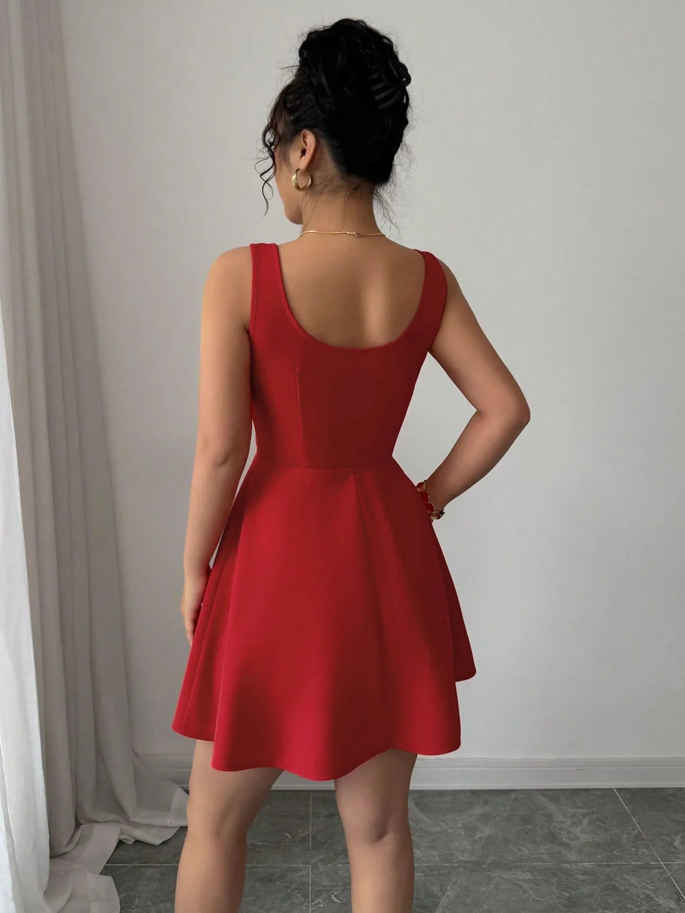 Tie Front Wide Strap Dress - Godess beauty  #