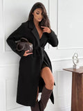 Tie Waist Longline Coat - Godess Beauty  #
