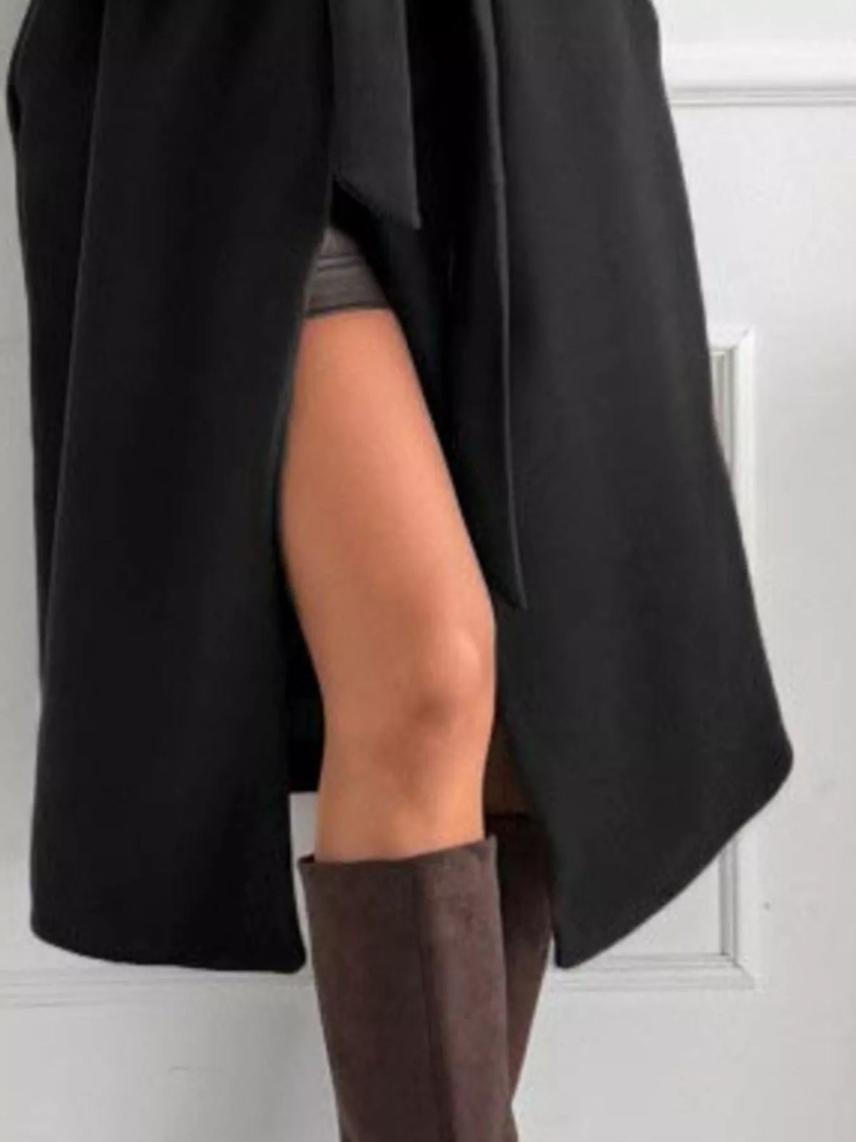 Tie Waist Longline Coat - Godess Beauty  #