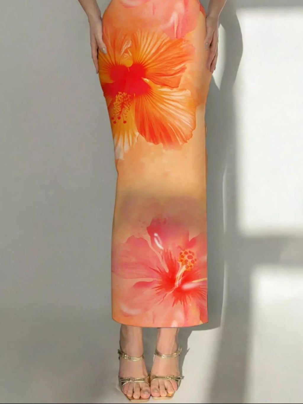 Tropical Flower Print Bodycon Tube Dress - Godess beauty  #